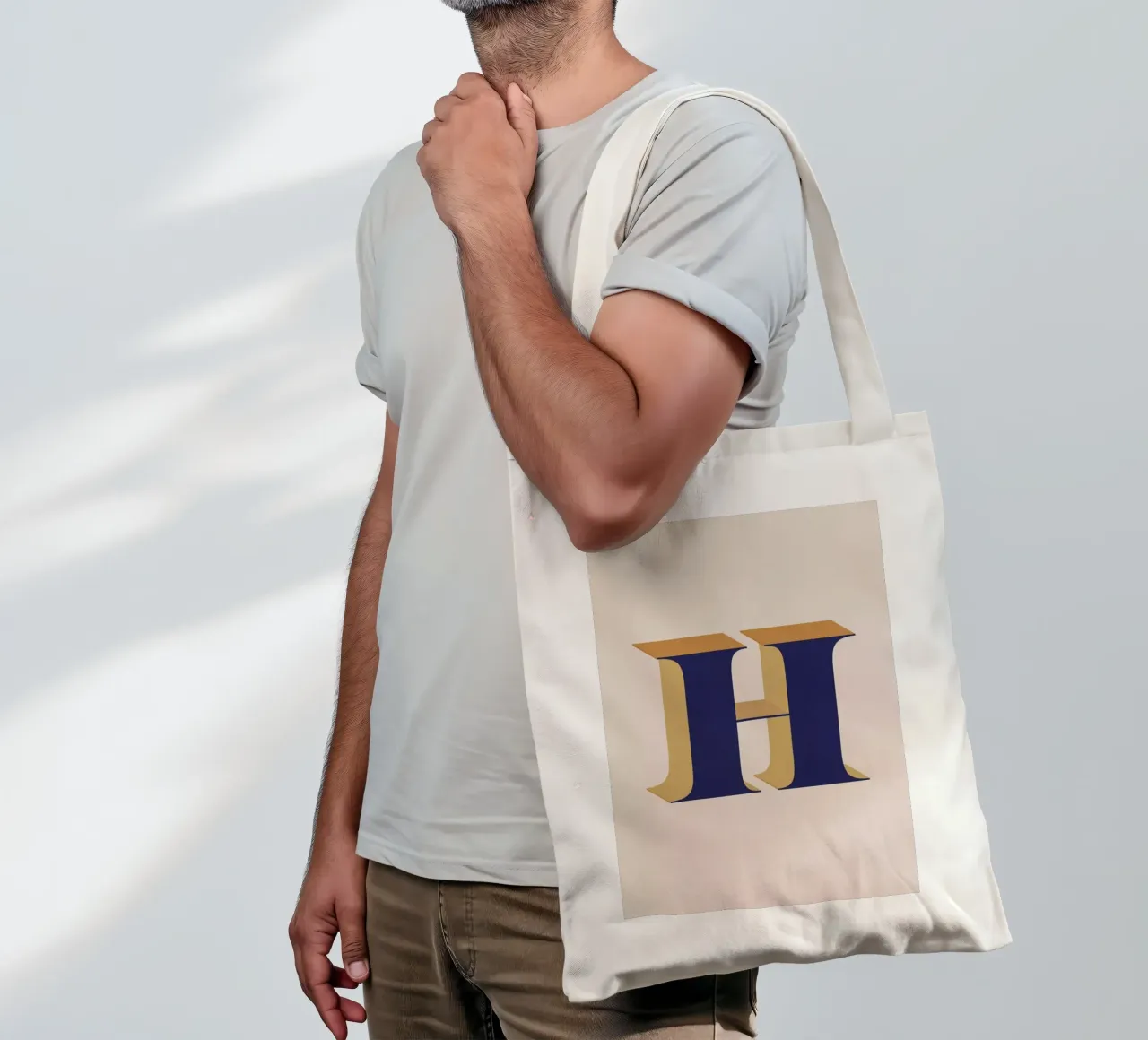 Blue H tote bag by daylight design studio