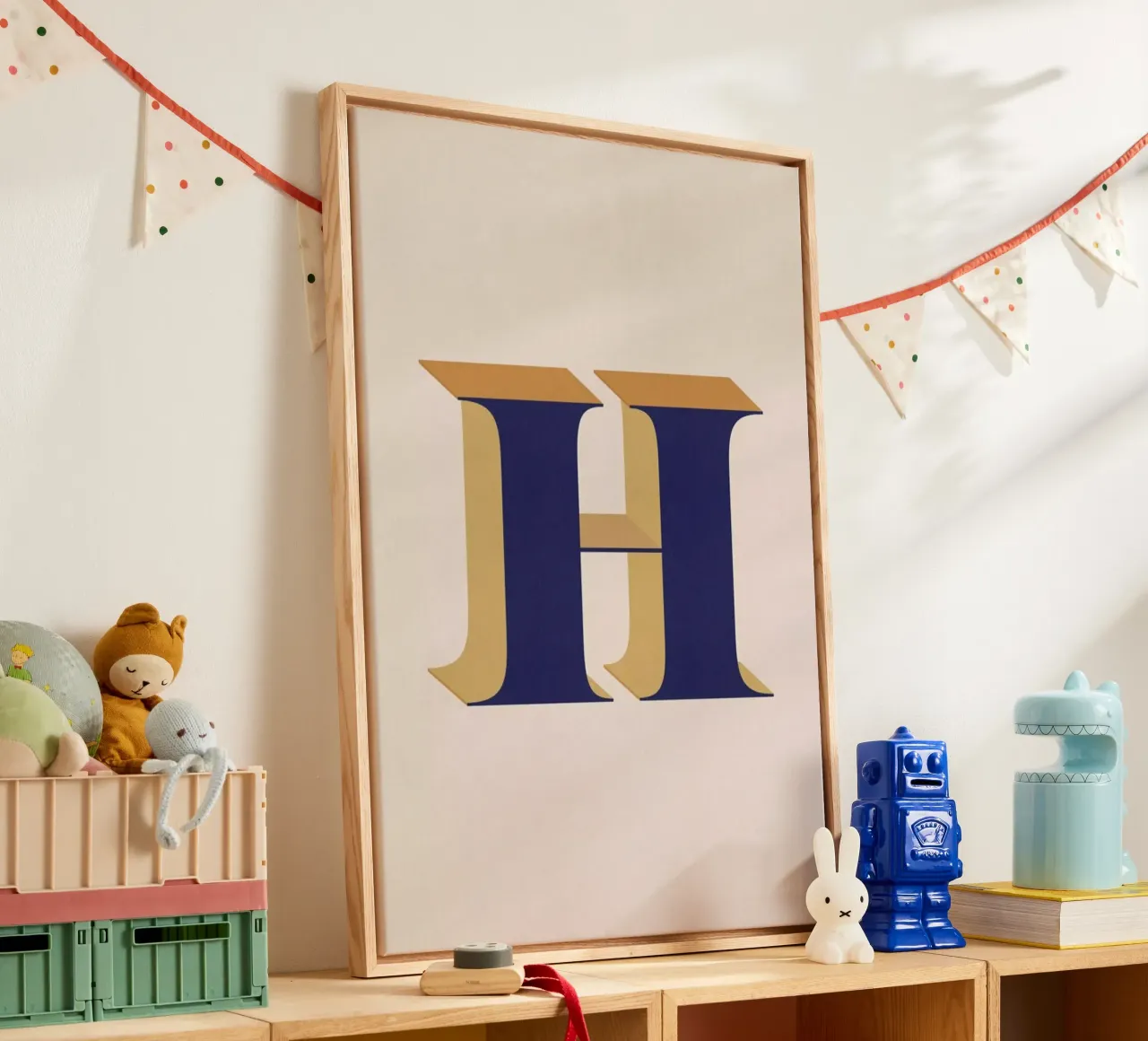 Blue H canvas by daylight design studio