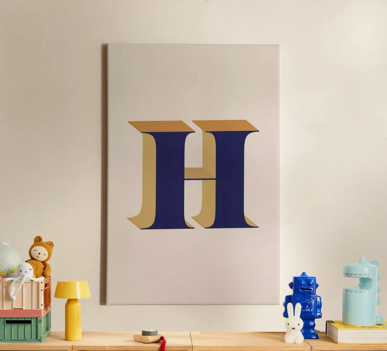 Blue H canvas by daylight design studio