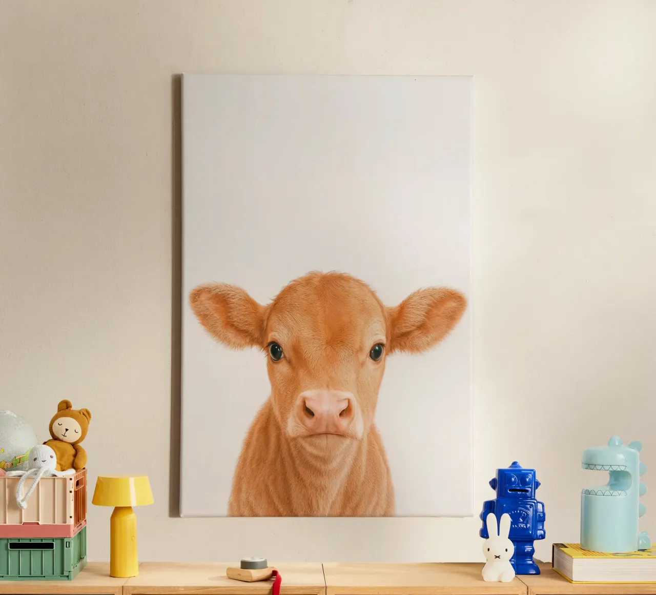 Studio Critter No. 9 - Baby Moo tela con Cornice a cassetta da KidzStudio