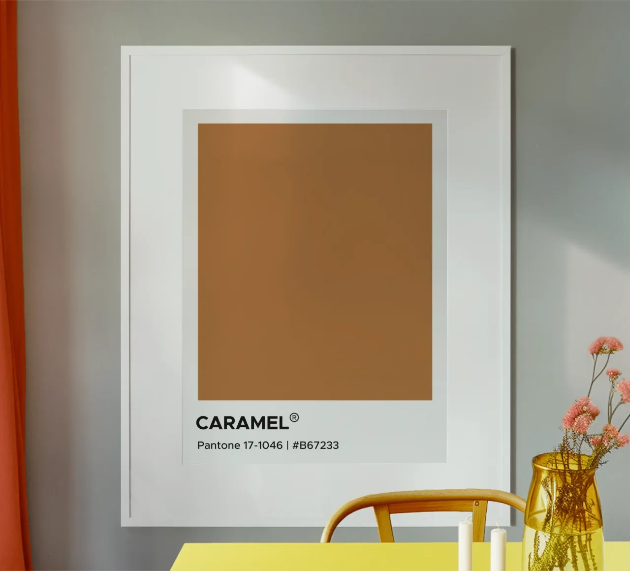 Caramel Pantone poster con telaio in legno da Paigaam Studio