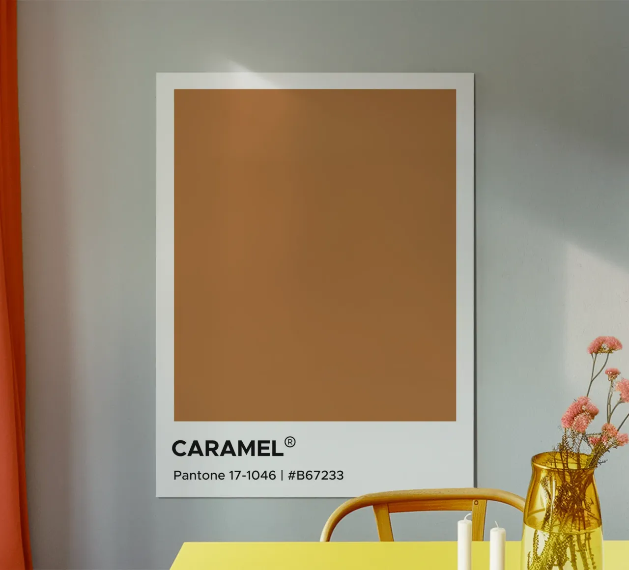 Caramel Pantone poster con telaio in legno da Paigaam Studio