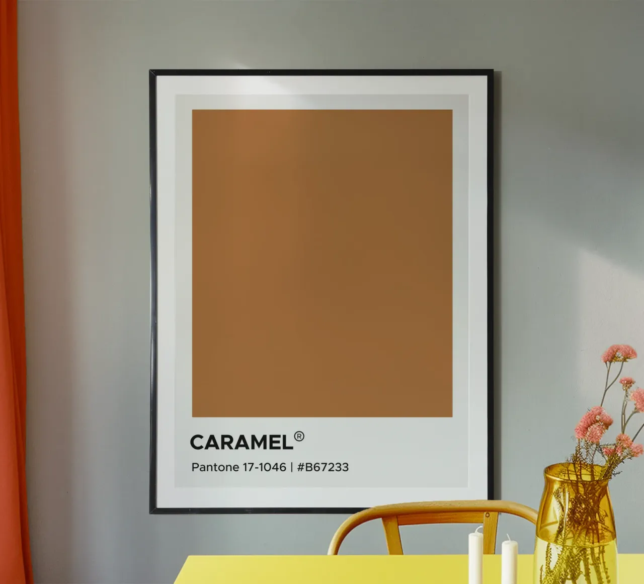 Caramel Pantone poster con telaio in legno da Paigaam Studio