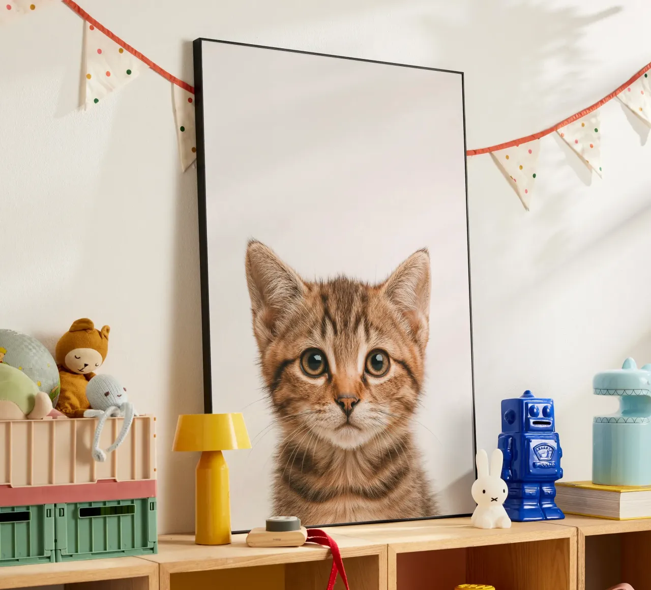 Studio Critter No. 10 - Little Feline Face alluminio dibond da KidzStudio