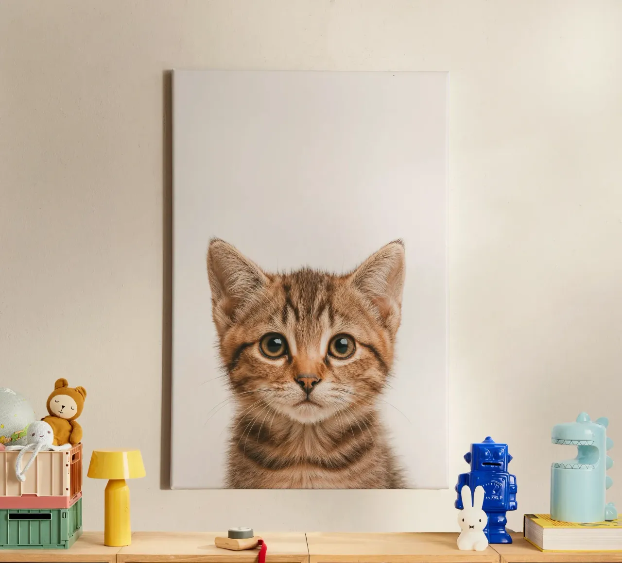 Studio Critter No. 10 - Little Feline Face canvas by KidzStudio