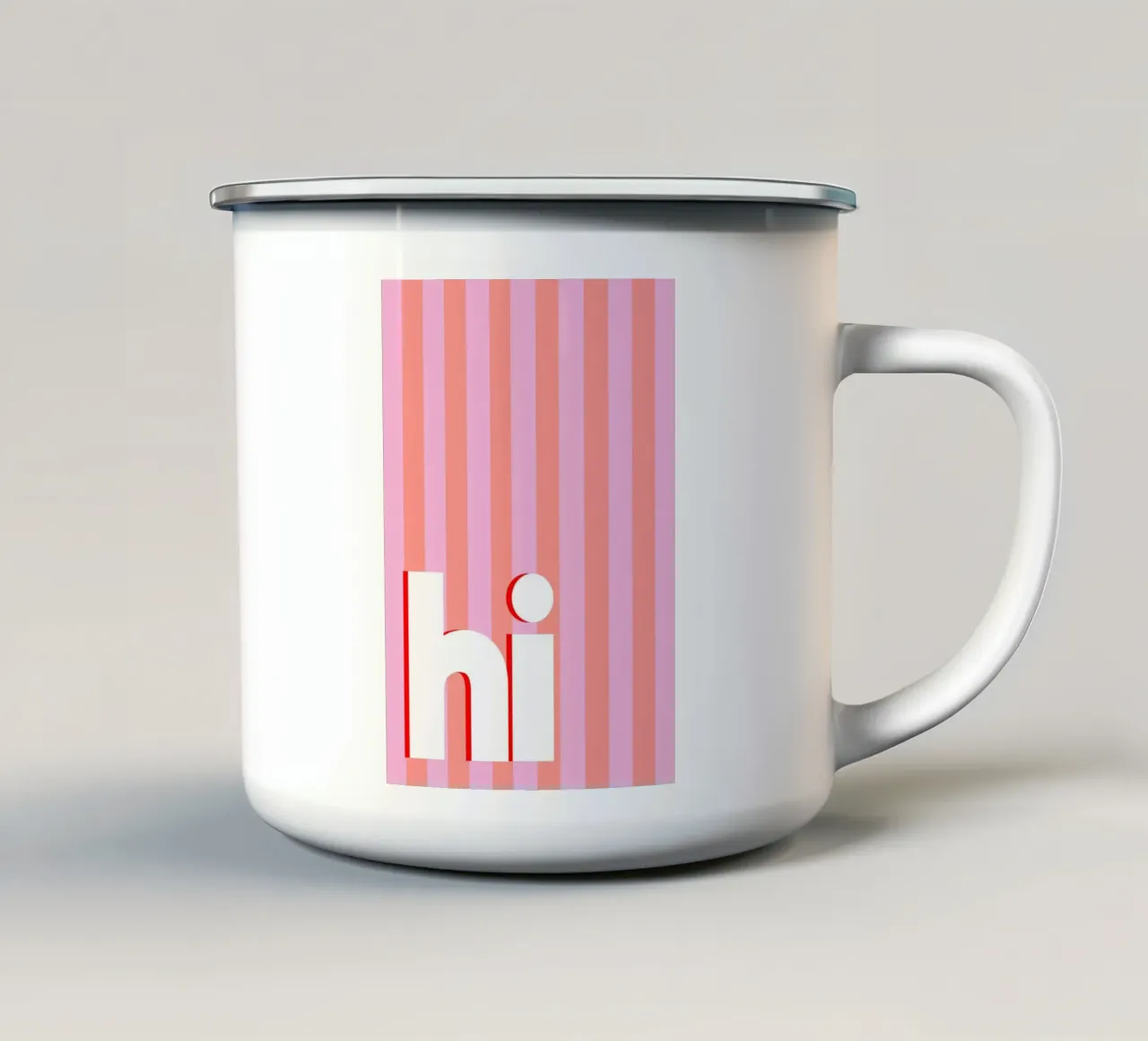 Hi - rosa Streifen tazza in smalto da BAINAI QUOTES