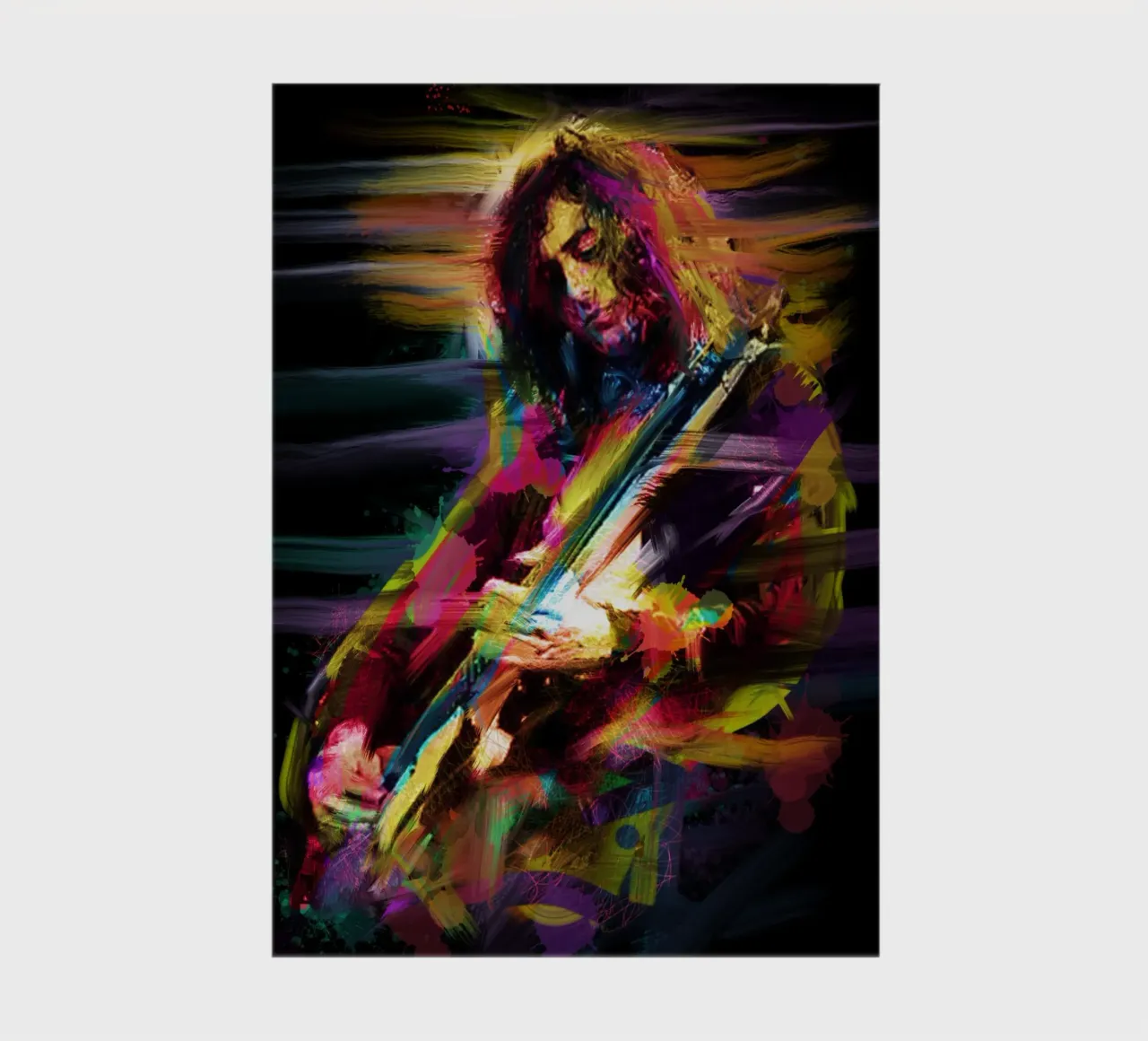 Jimmy Page abstrakte bunte Pop-Art Notizbuch von Hantamrata