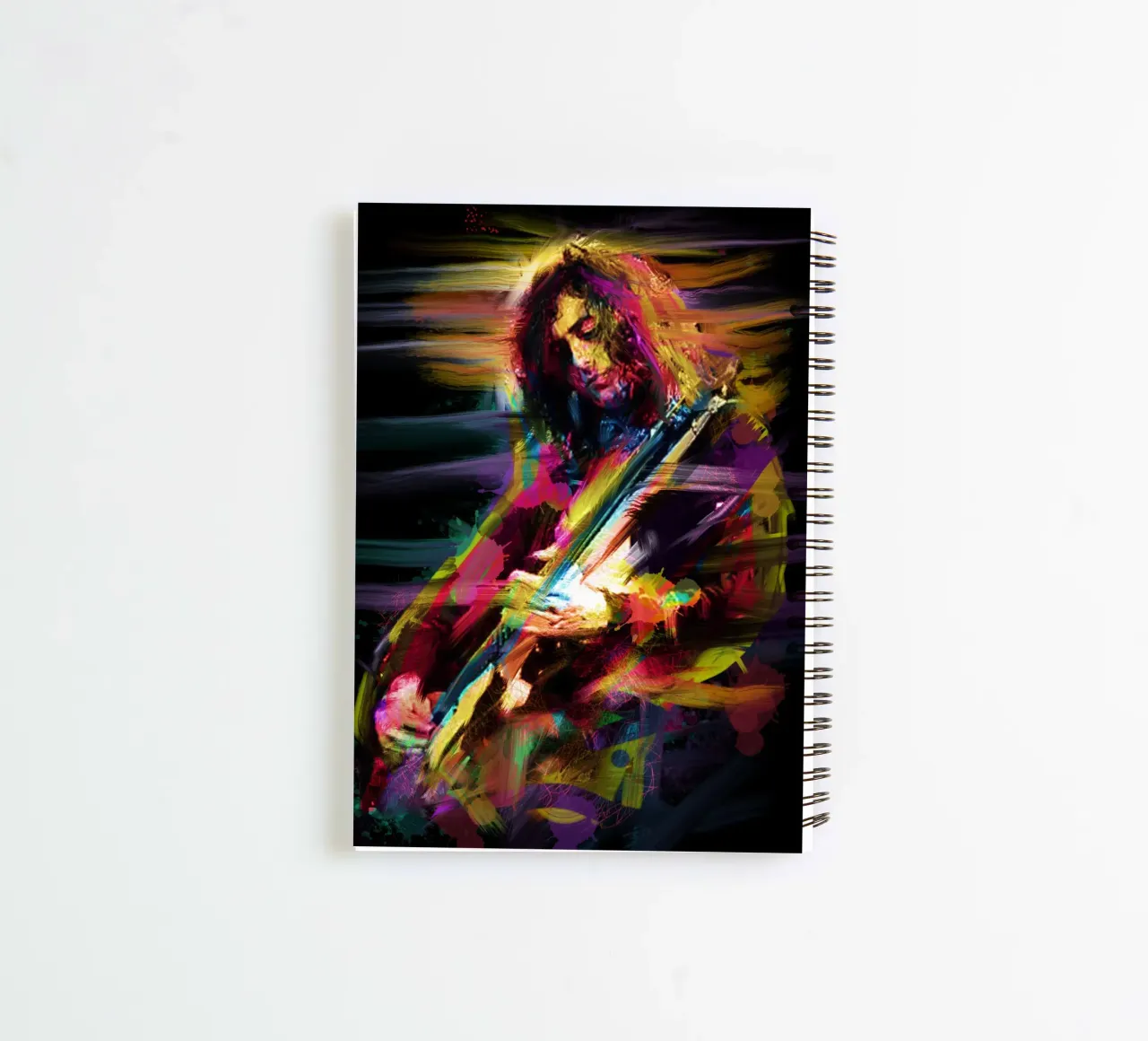 Jimmy Page abstract colorful pop art spiral notebook by Hantamrata