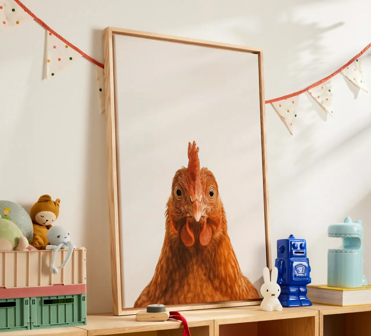 Studio Critter No. 12 - Cluck & Stare tela con Cornice a cassetta da KidzStudio