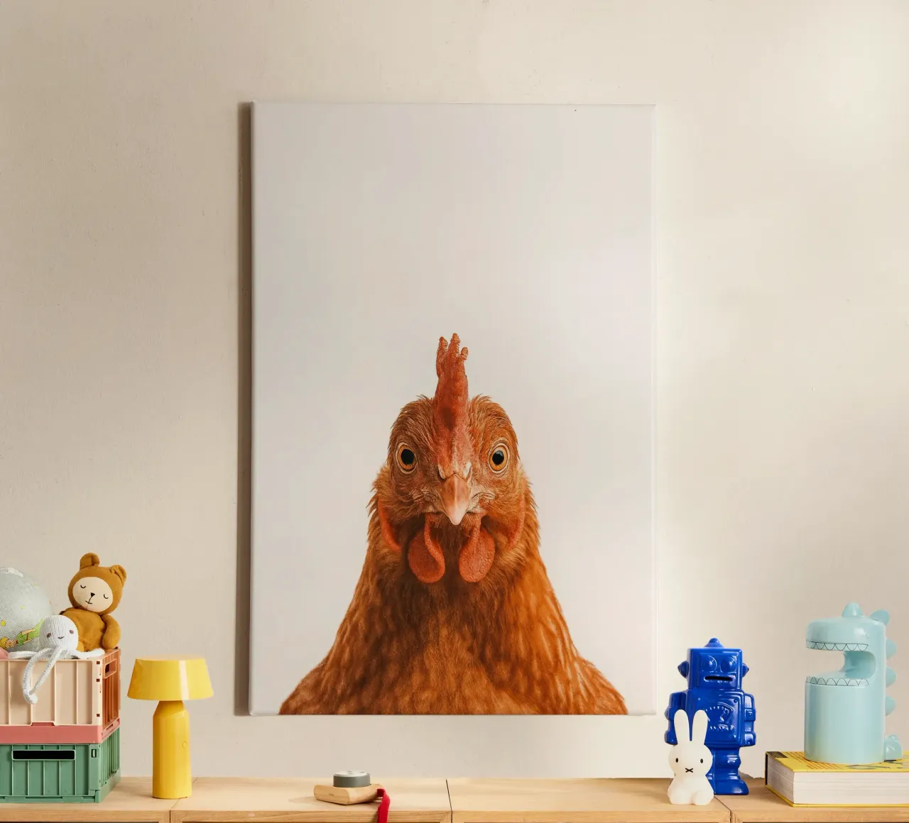 Studio Critter No. 12 - Cluck & Stare tela con Cornice a cassetta da KidzStudio
