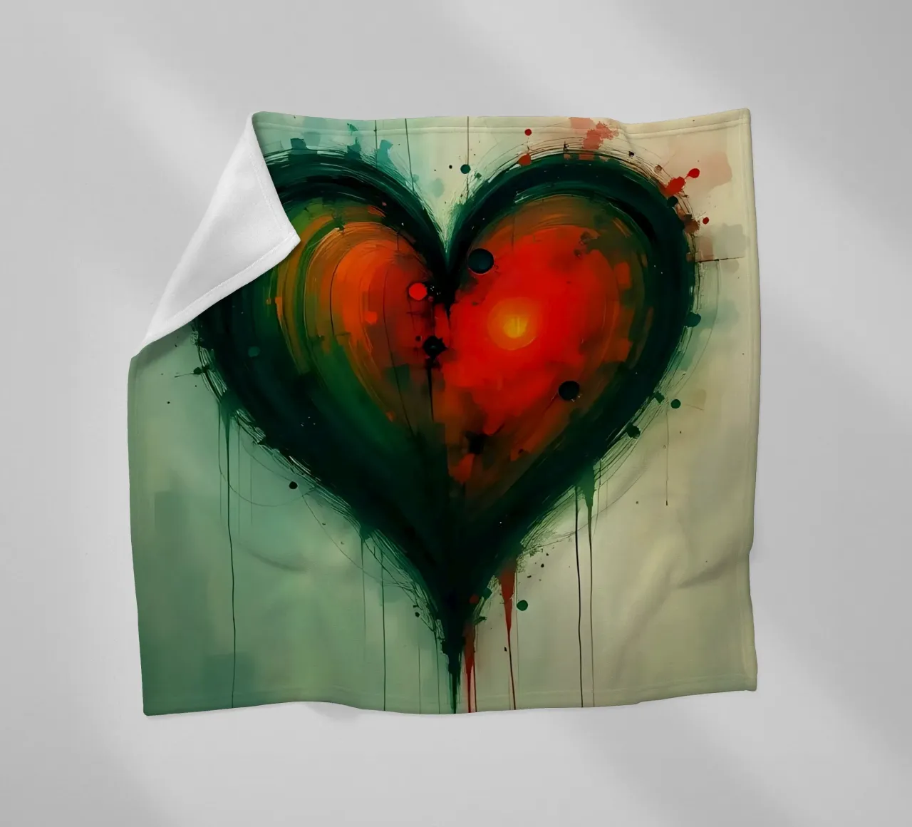 cuore_verde_rosso_5 coperta in pile da Pink- und LoveArt by LK