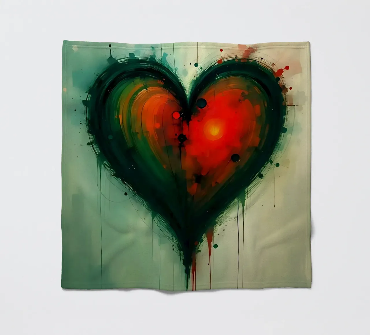 cuore_verde_rosso_5 coperta in pile da Pink- und LoveArt by LK