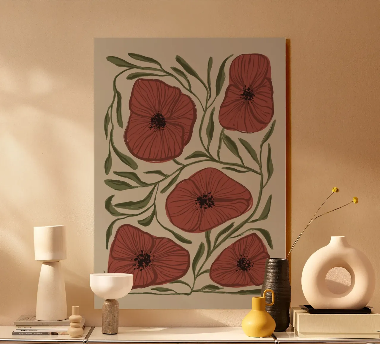 Abstract poppies alu-dibond by Sixmai