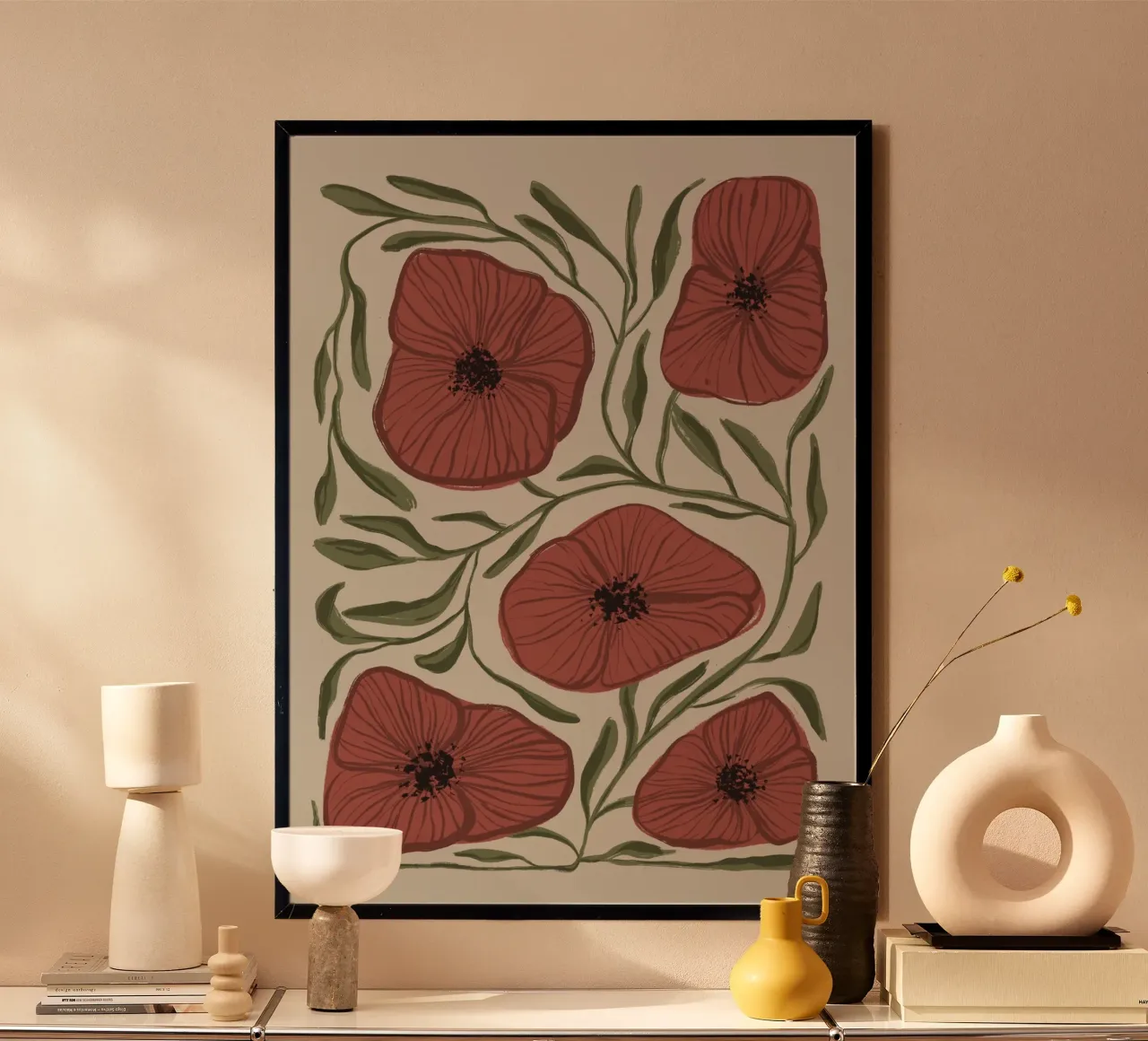 Abstracte klaprozen hahnemühle van Sixmai