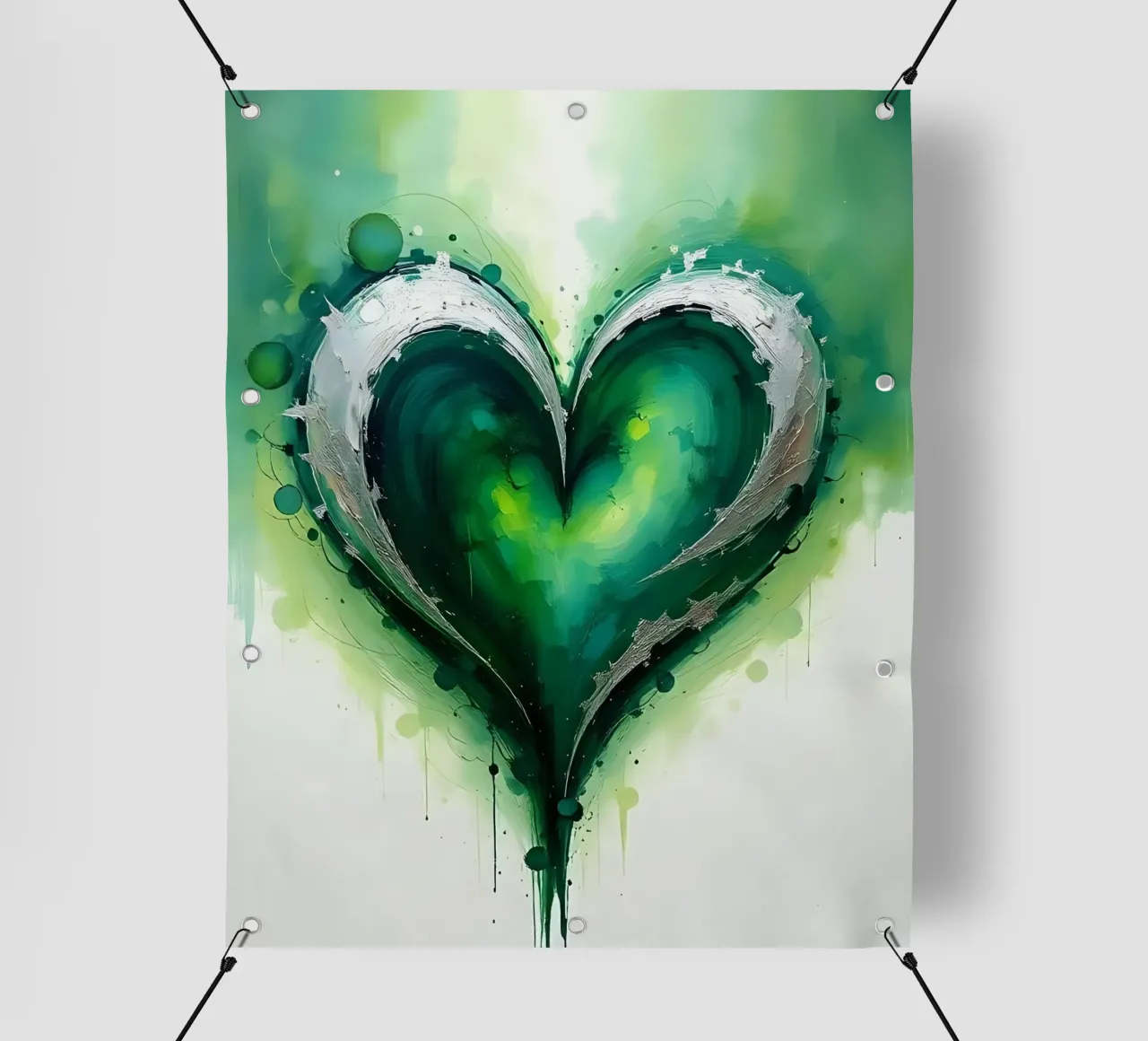 cuore_verde_argento_1 telo in pvc da Pink- und LoveArt by LK