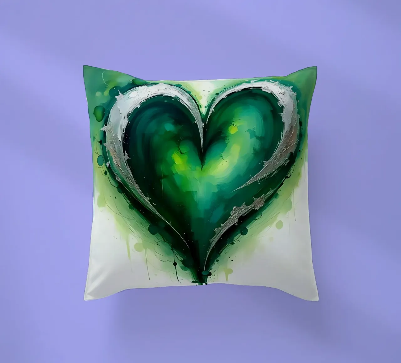 cuore_verde_argento_1 cuscino da Pink- und LoveArt by LK