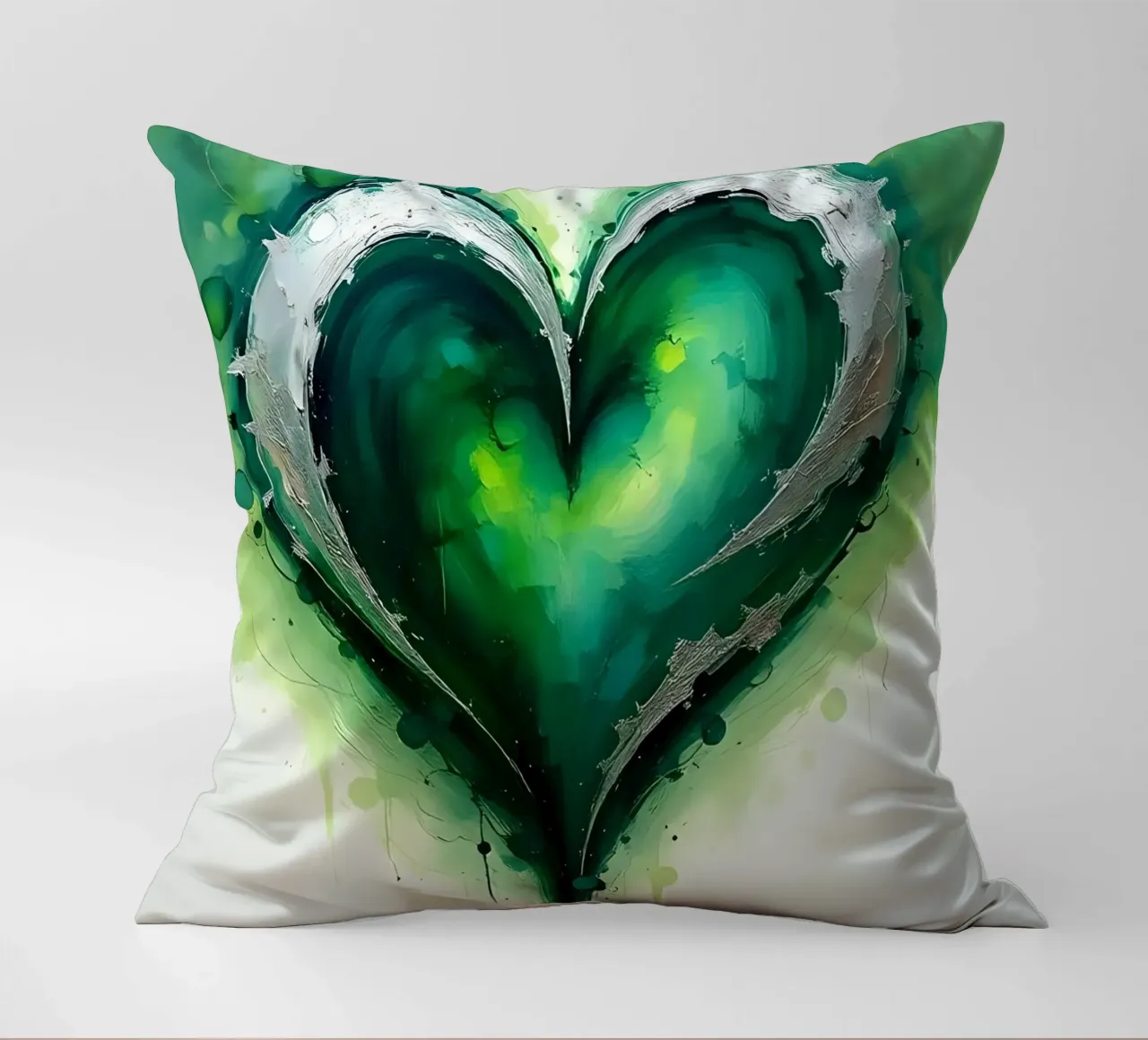 cuore_verde_argento_1 cuscino da Pink- und LoveArt by LK