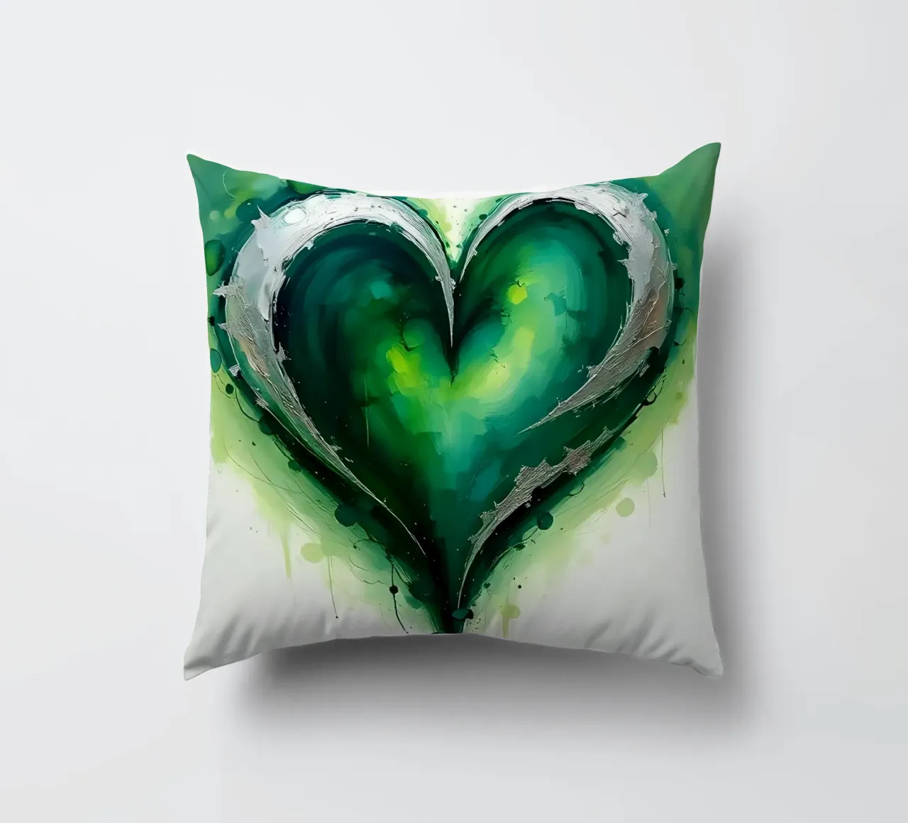 cuore_verde_argento_1 cuscino da Pink- und LoveArt by LK
