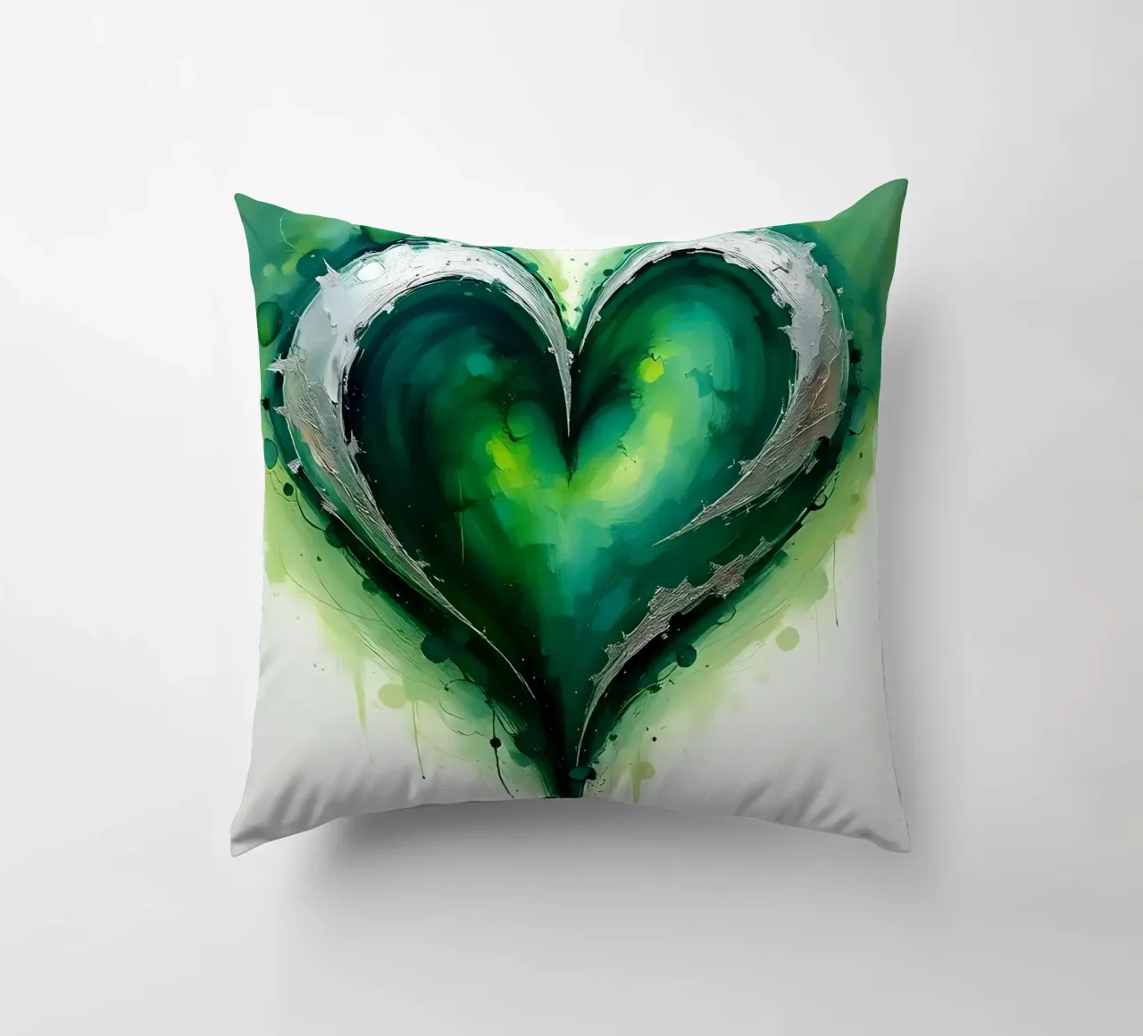 cuore_verde_argento_1 cuscino da Pink- und LoveArt by LK