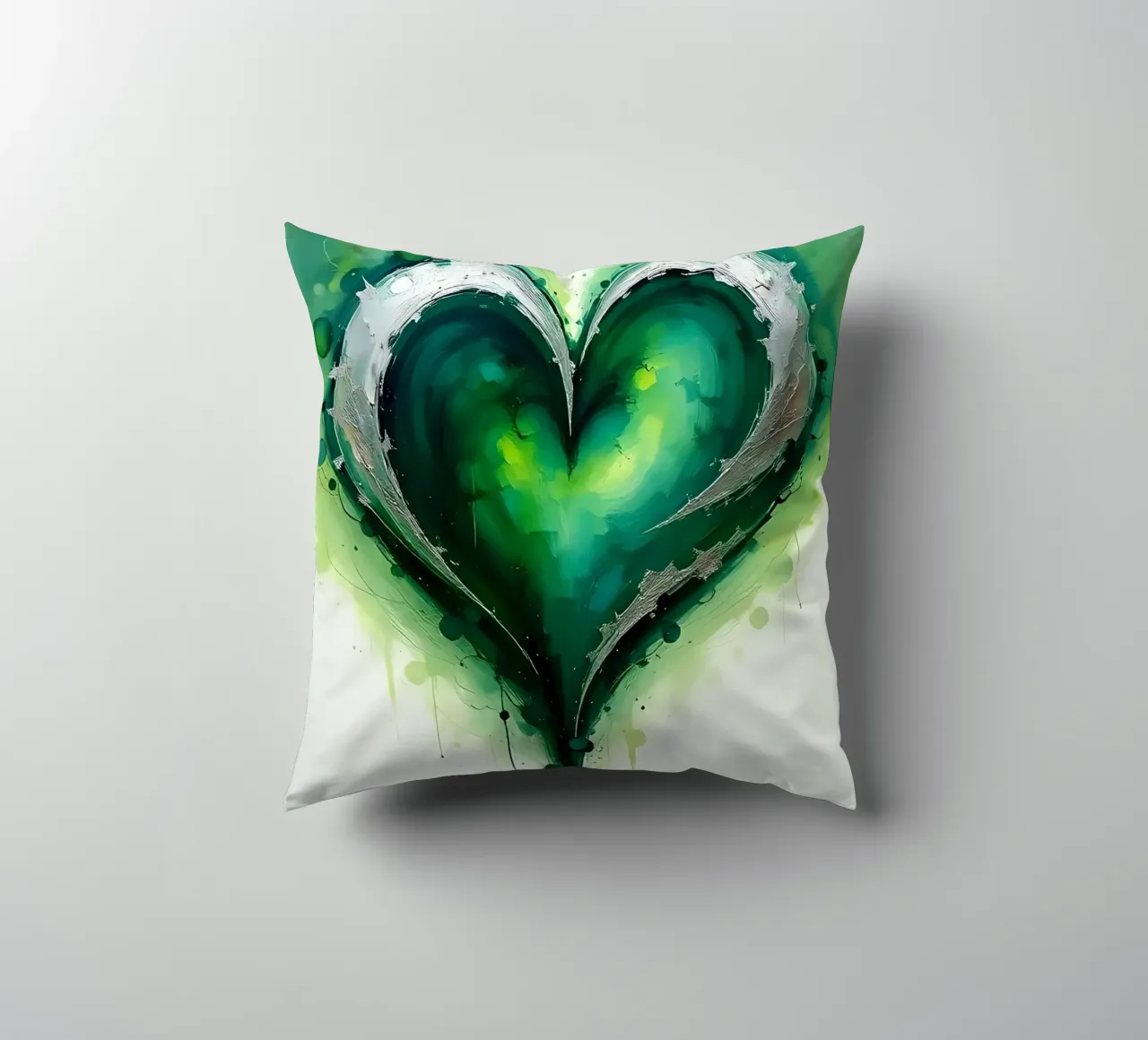 cuore_verde_argento_1 cuscino da Pink- und LoveArt by LK
