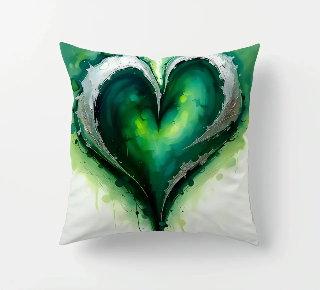 cuore_verde_argento_1 cuscino da Pink- und LoveArt by LK