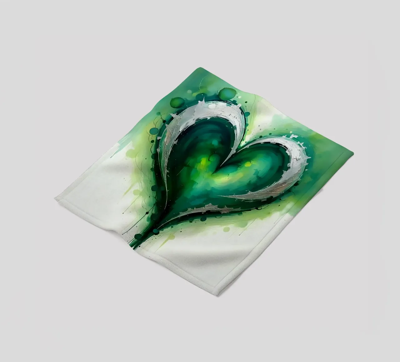 cuore_verde_argento_1 coperta in pile da Pink- und LoveArt by LK