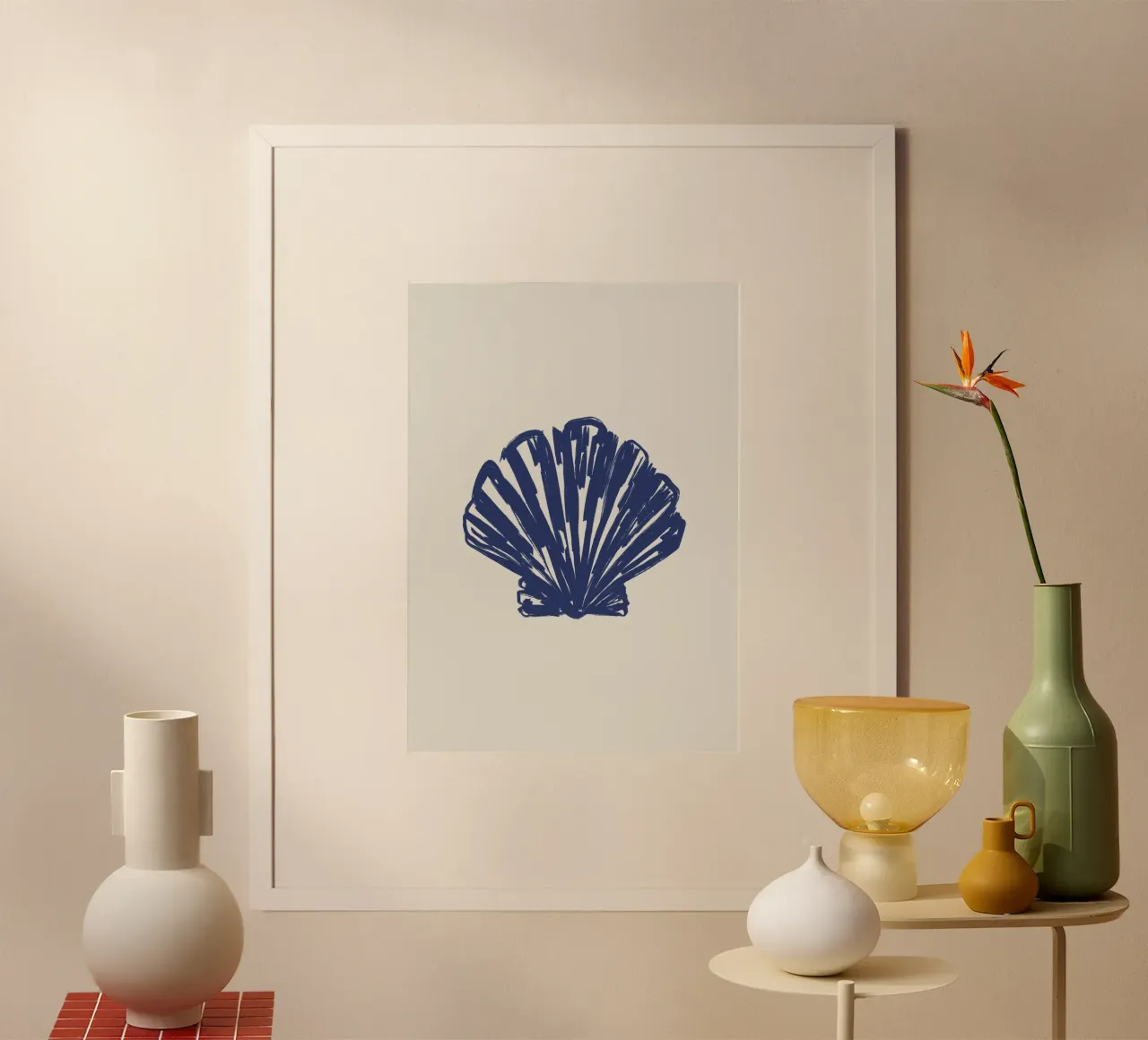 Guscio blu poster con telaio in legno da Sixmai