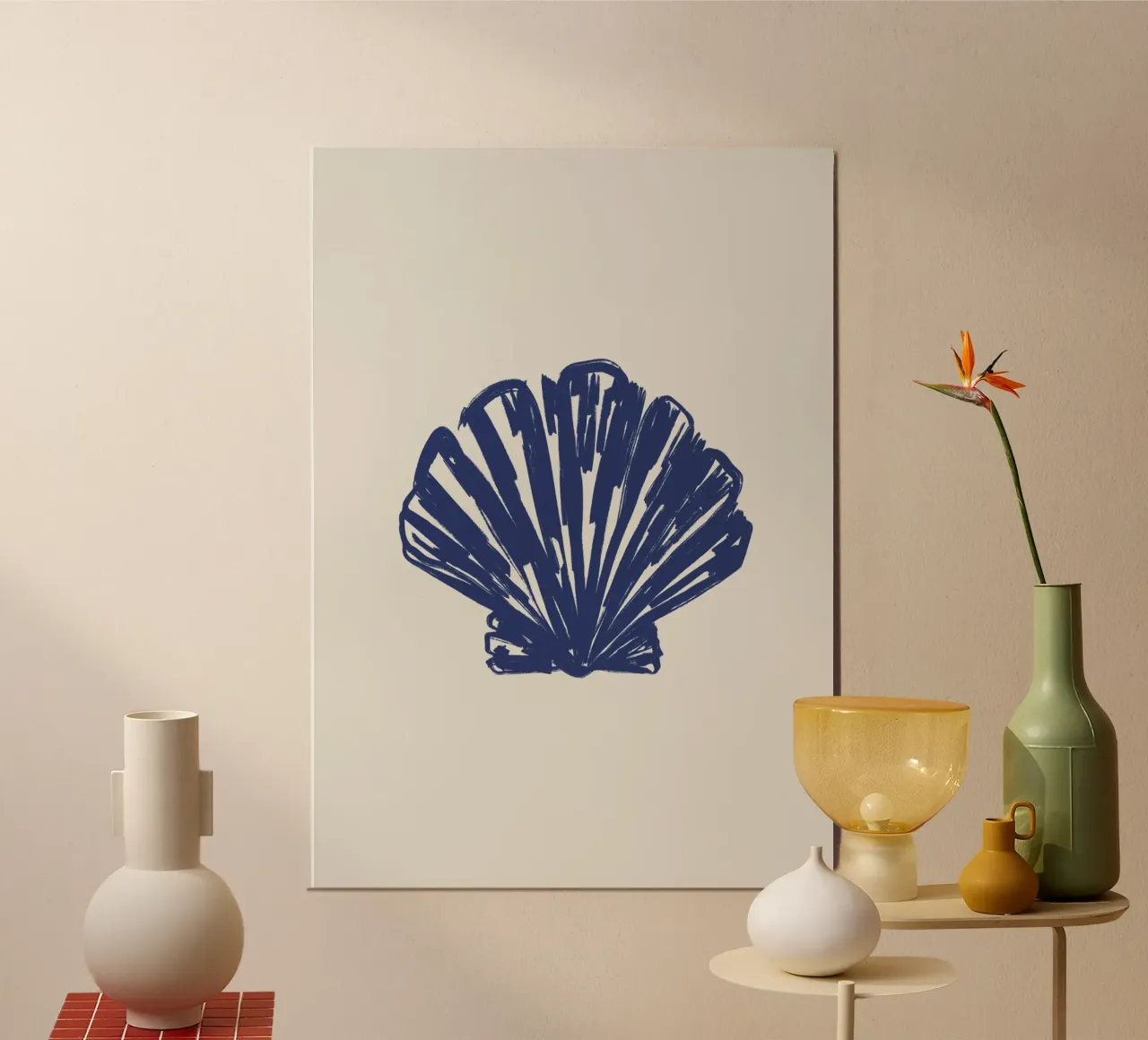 Guscio blu poster con telaio in legno da Sixmai