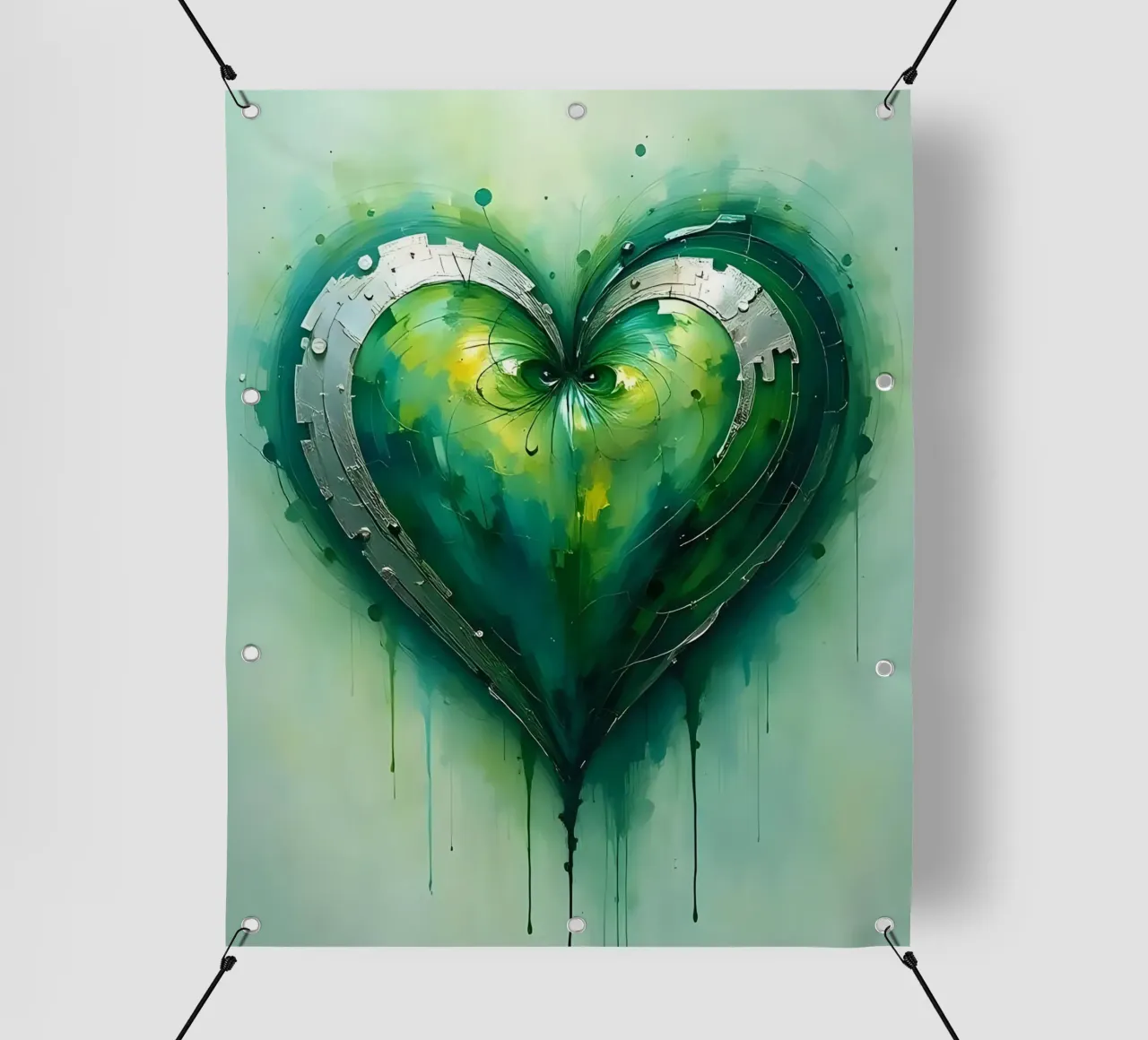 cuore_verde_argento_2 telo in pvc da Pink- und LoveArt by LK