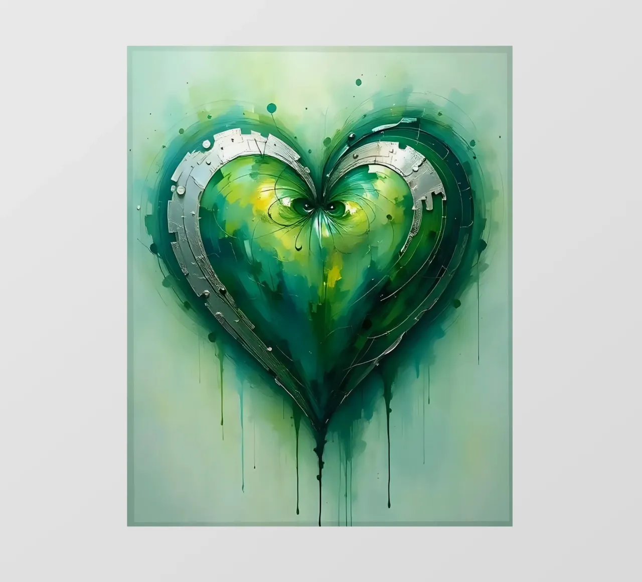 cuore_verde_argento_2 telo in pvc da Pink- und LoveArt by LK