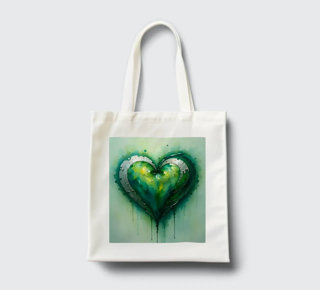 cuore_verde_argento_2 borsa in juta da Pink- und LoveArt by LK