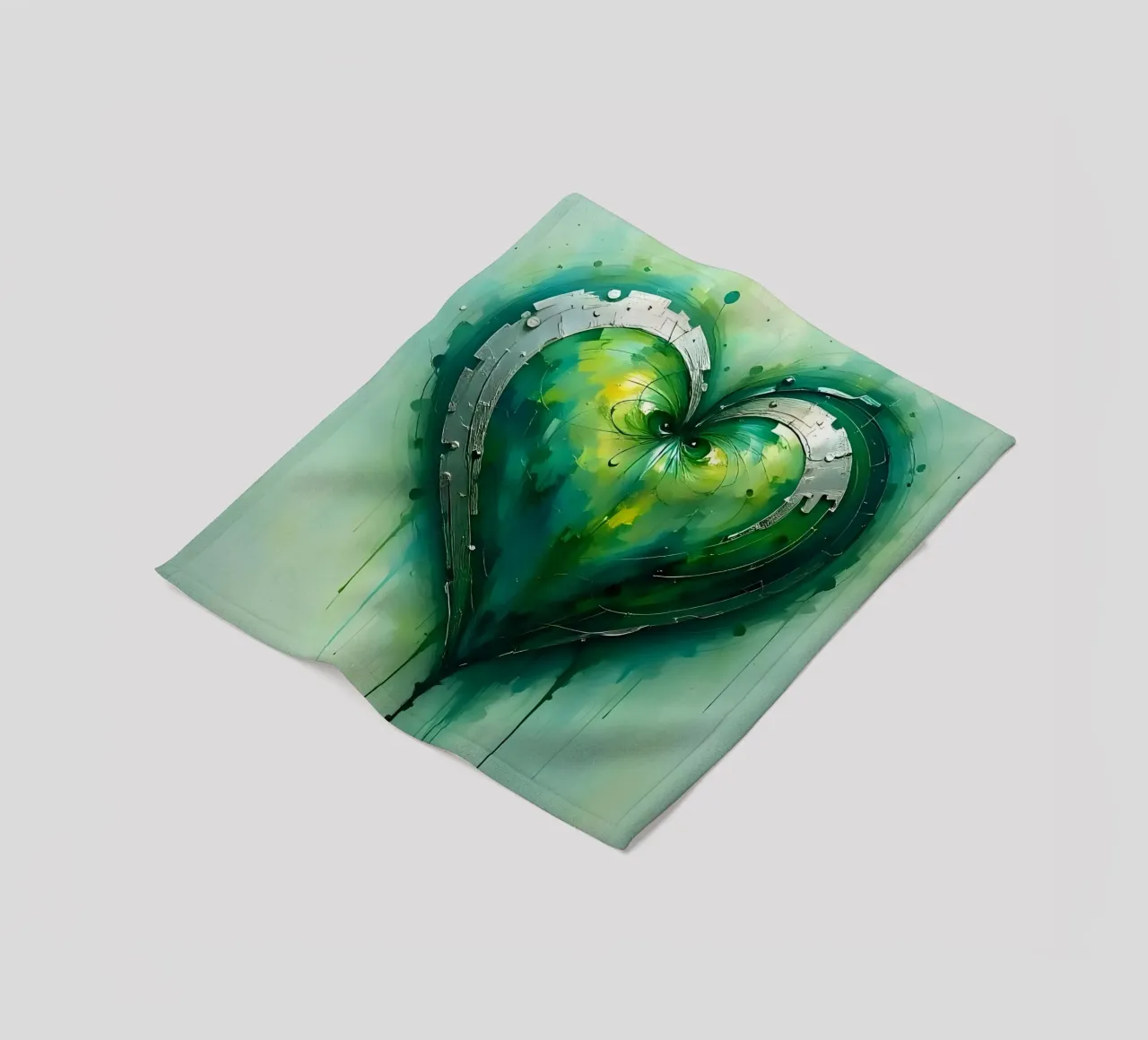 cuore_verde_argento_2 coperta in pile da Pink- und LoveArt by LK