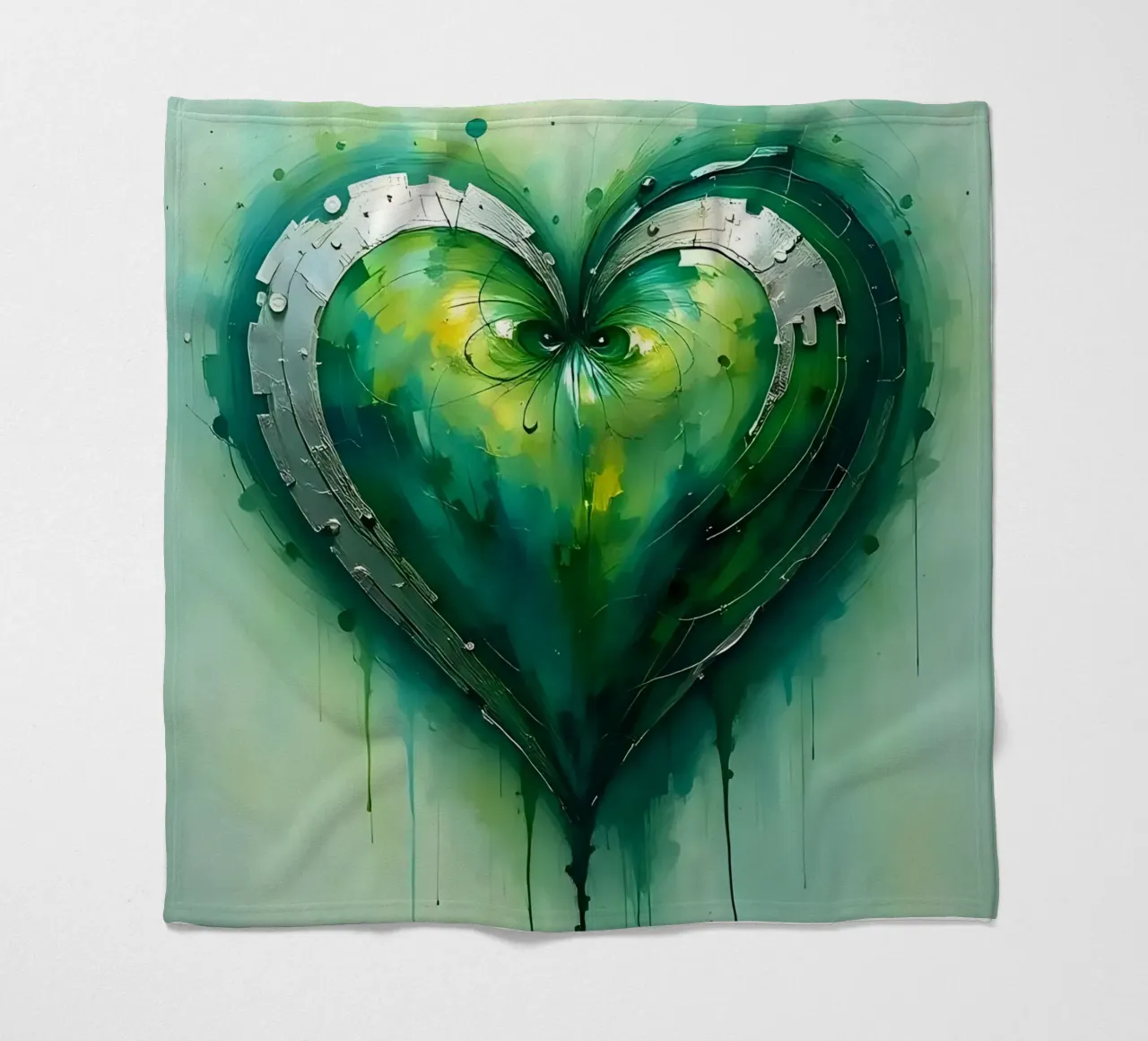 cuore_verde_argento_2 coperta in pile da Pink- und LoveArt by LK