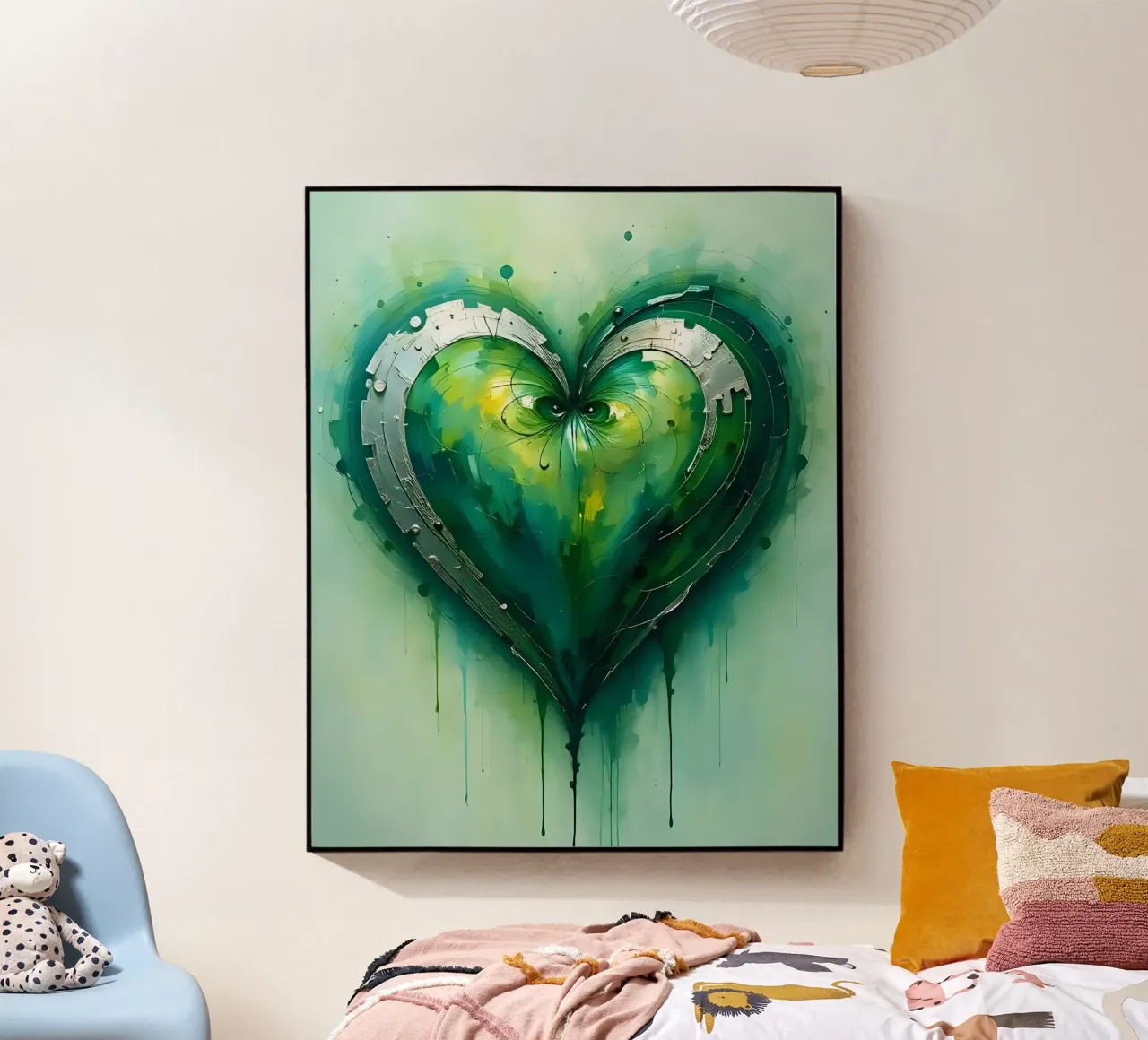 heart_green_silver_2 acrylic glass by Pink- und LoveArt by LK