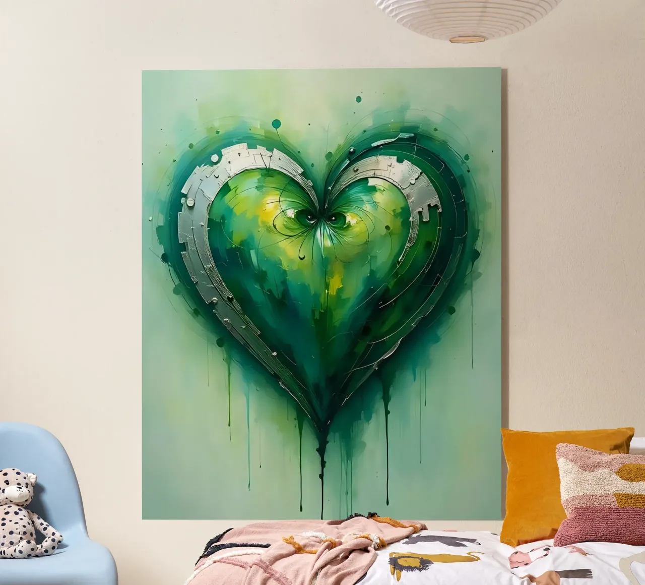 heart_green_silver_2 acrylic glass by Pink- und LoveArt by LK