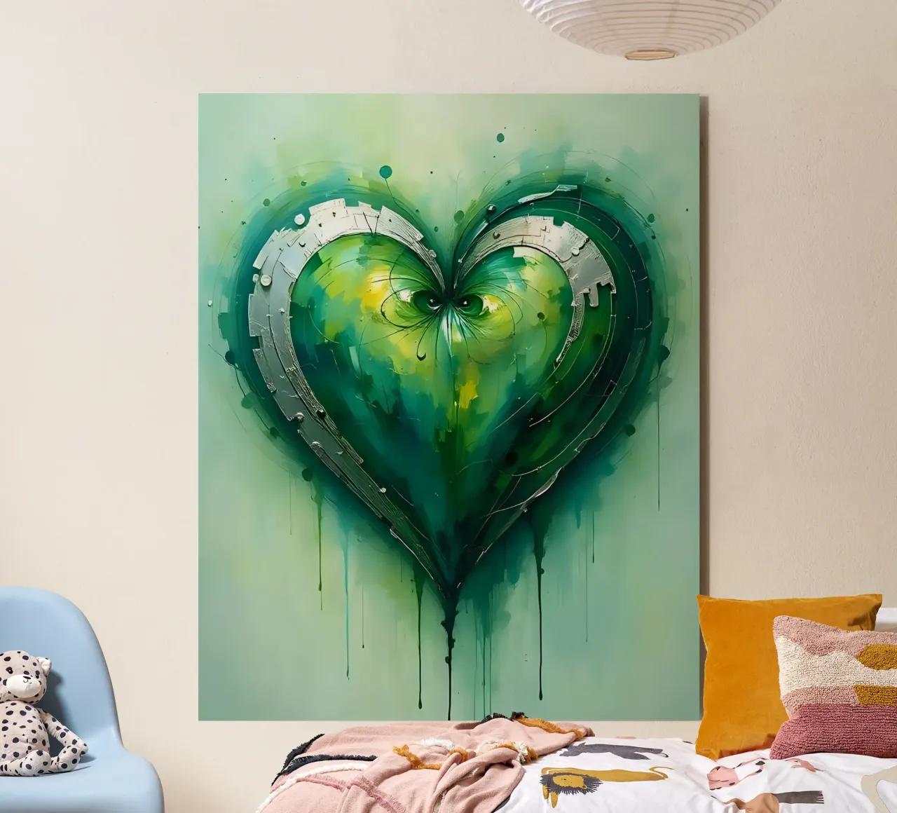 cuore_verde_argento_2 alluminio dibond da Pink- und LoveArt by LK