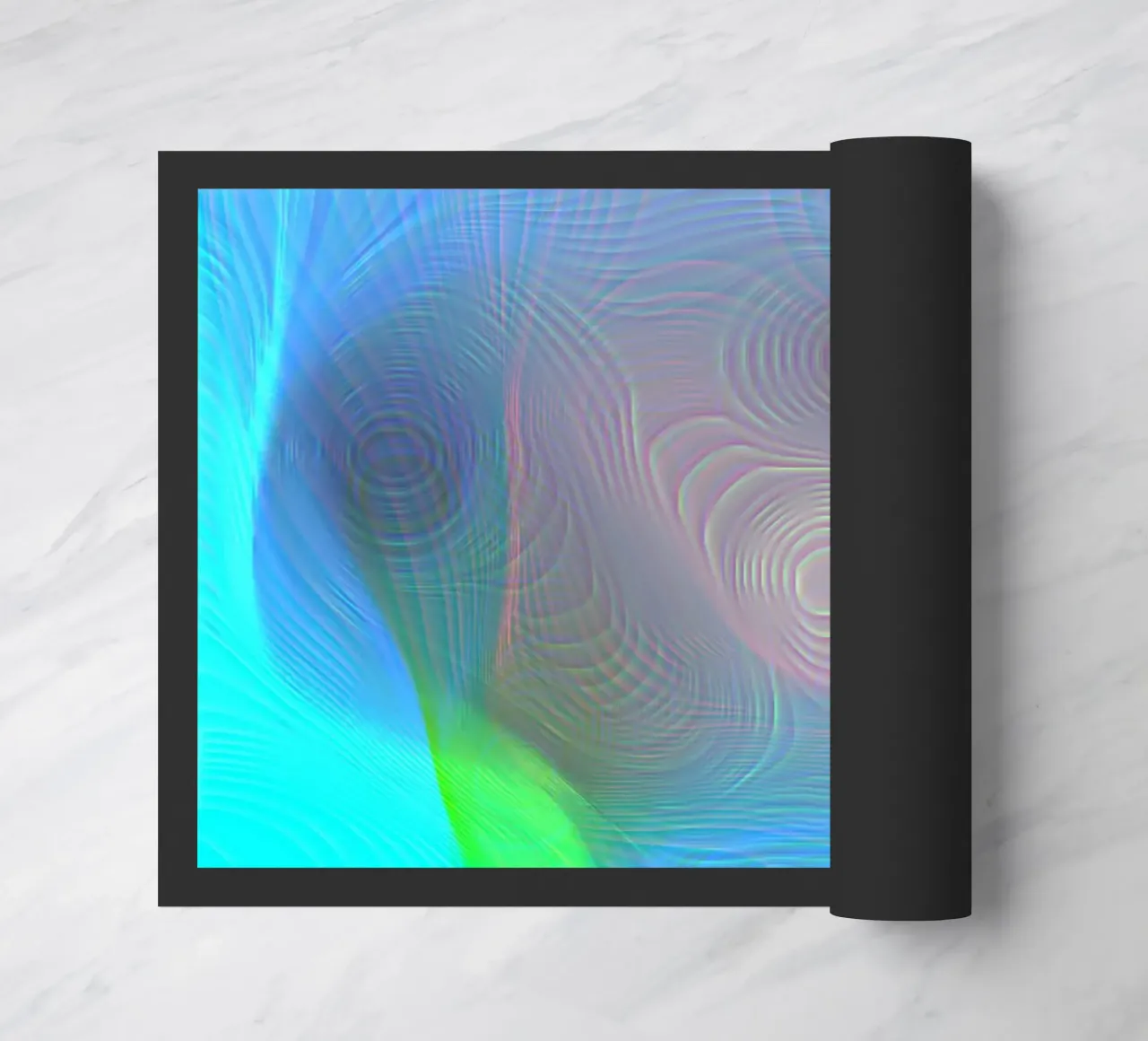 Abstrakt in Meeresfarben, Oberfläche matt in Linienstruktur Fußmatte von Gürsel Yesil Digital Art
