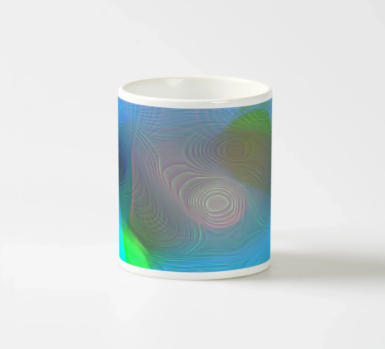 Abstract in sea colours, matt surface in line structure ceramic mug by Gürsel Yesil Digital Art
