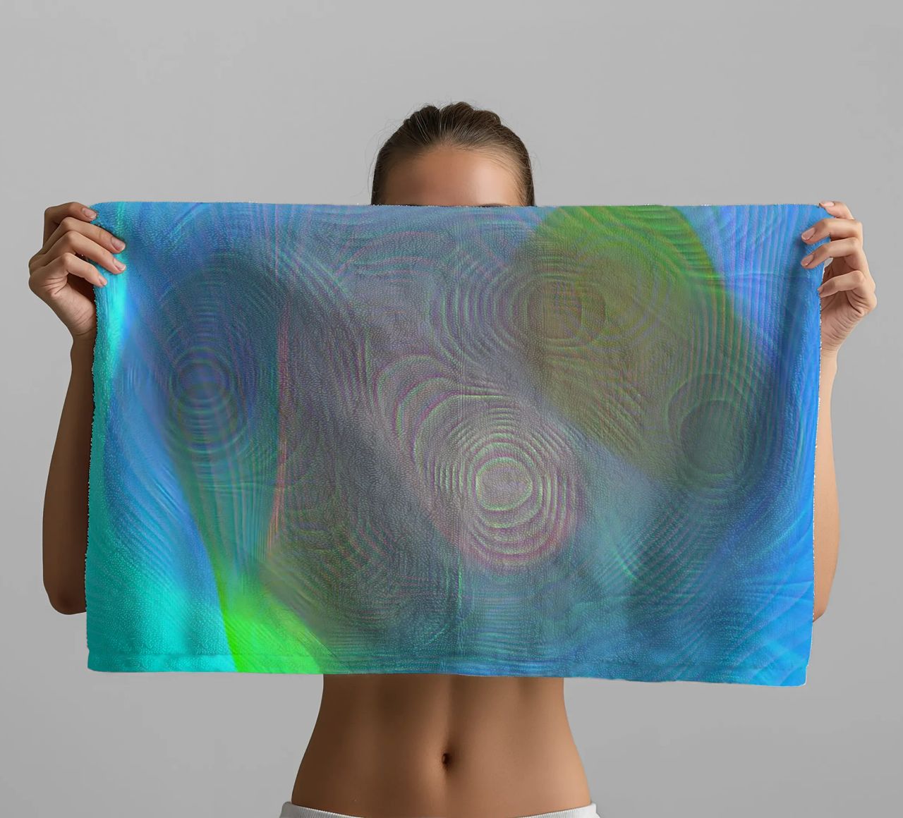 Abstrait en couleurs marines, surface mate en structure de lignes serviette de bain de Gürsel Yesil Digital Art