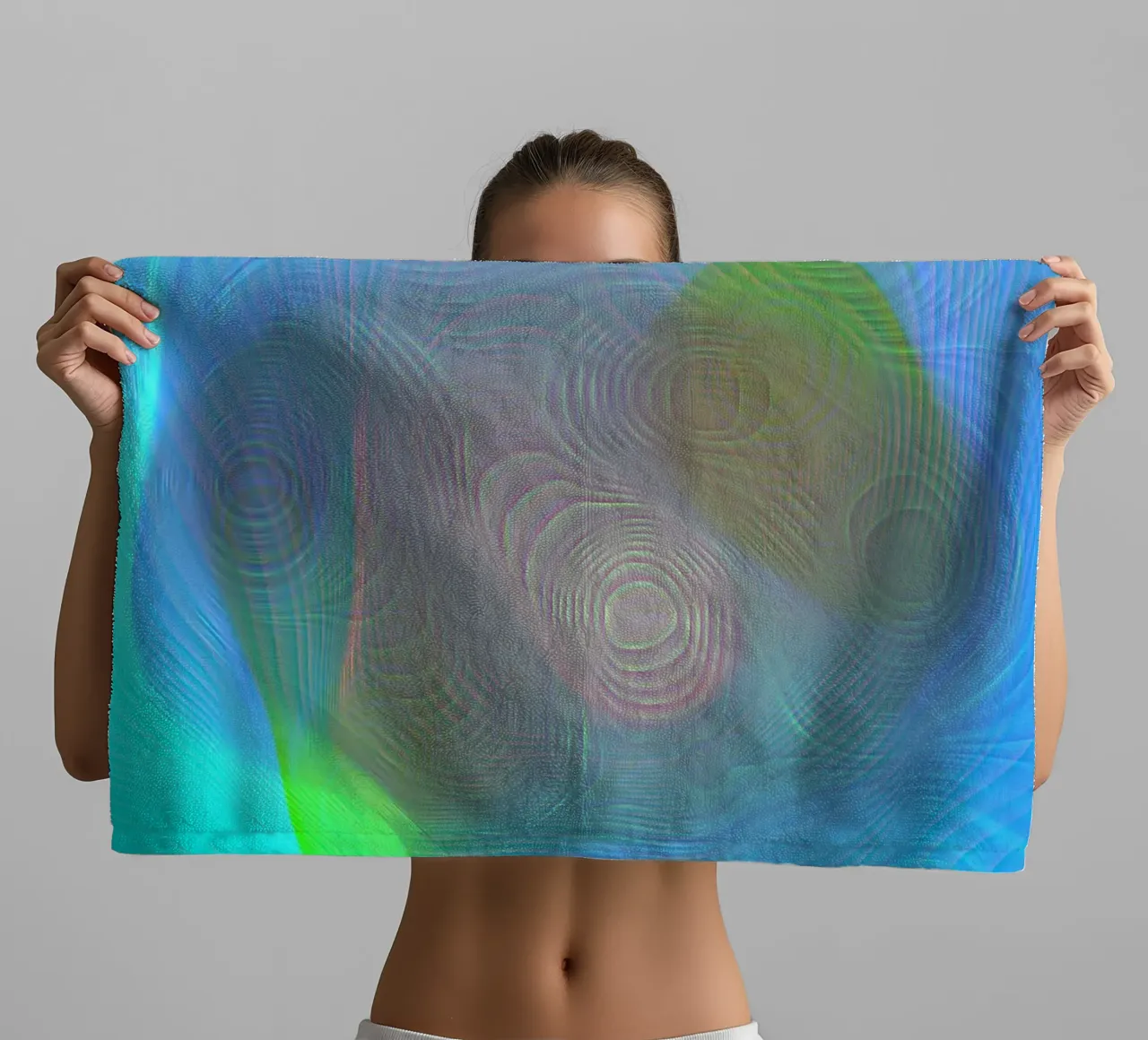 Astratto nei colori del mare, superficie opaca con struttura a linee asciugamano da bagno da Gürsel Yesil Digital Art
