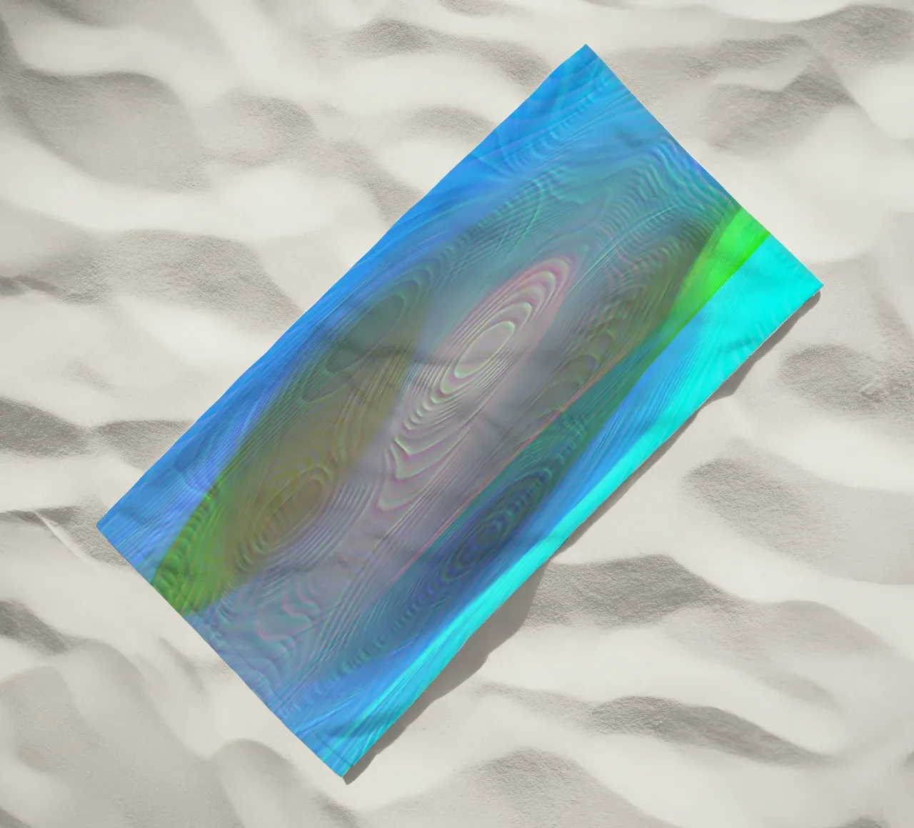 Abstract in zeekleuren, mat oppervlak in lijnstructuur strandhanddoek van Gürsel Yesil Digital Art