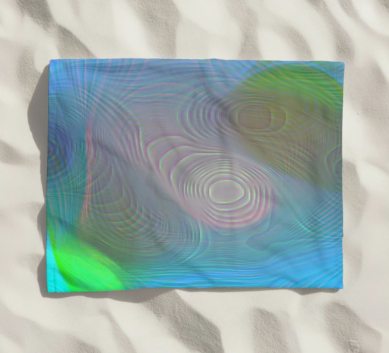 Abstract in sea colours, matt surface in line structure beach towel by Gürsel Yesil Digital Art