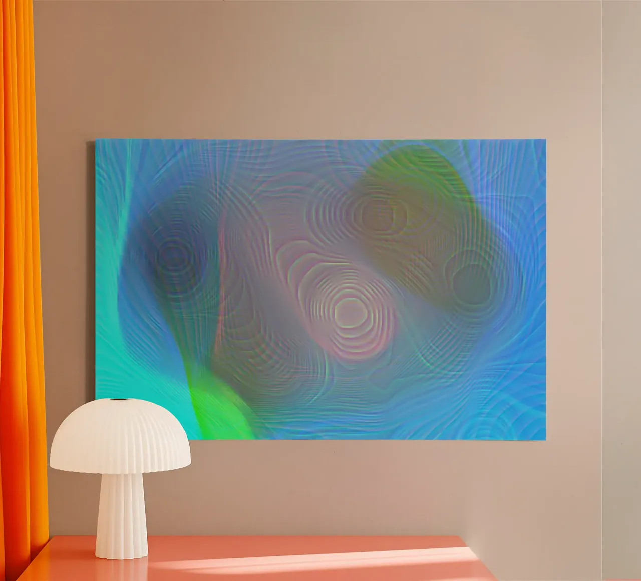 Abstract in sea colours, matt surface in line structure canvas by Gürsel Yesil Digital Art