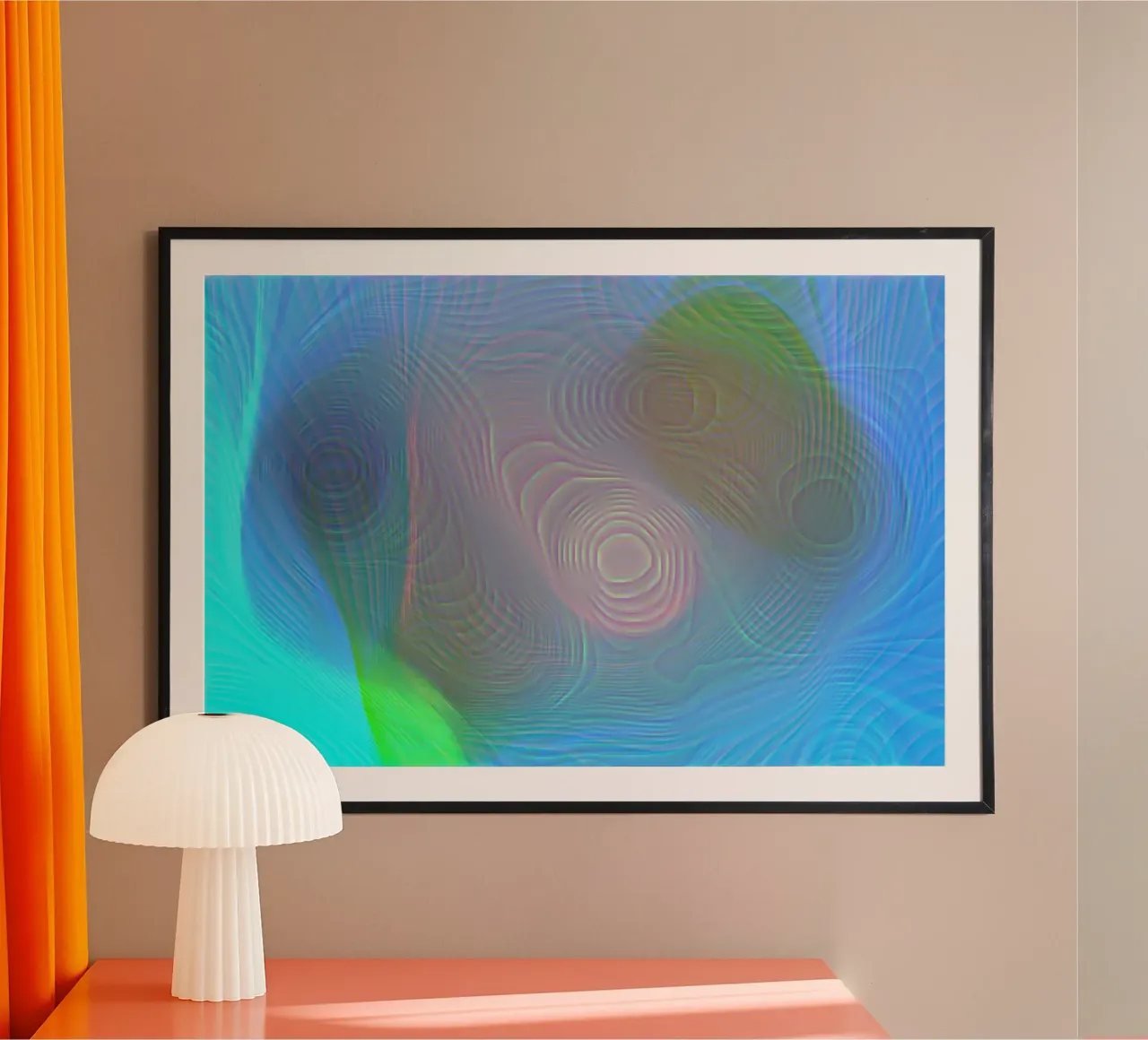 Abstrakt in Meeresfarben, Oberfläche matt in Linienstruktur Hahnemühle von Gürsel Yesil Digital Art