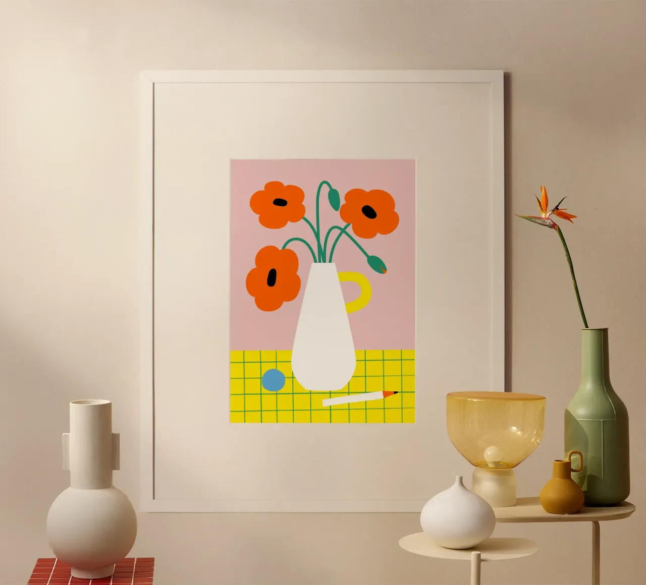Vaso con papaveri poster con telaio in plastica da Susann Stefanizen