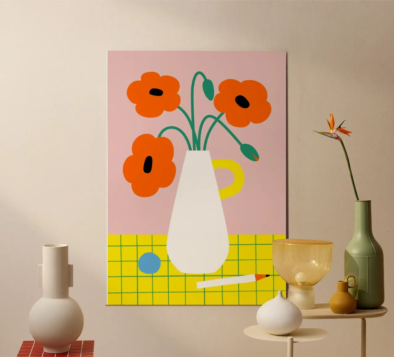 Vaso con papaveri poster con telaio in plastica da Susann Stefanizen