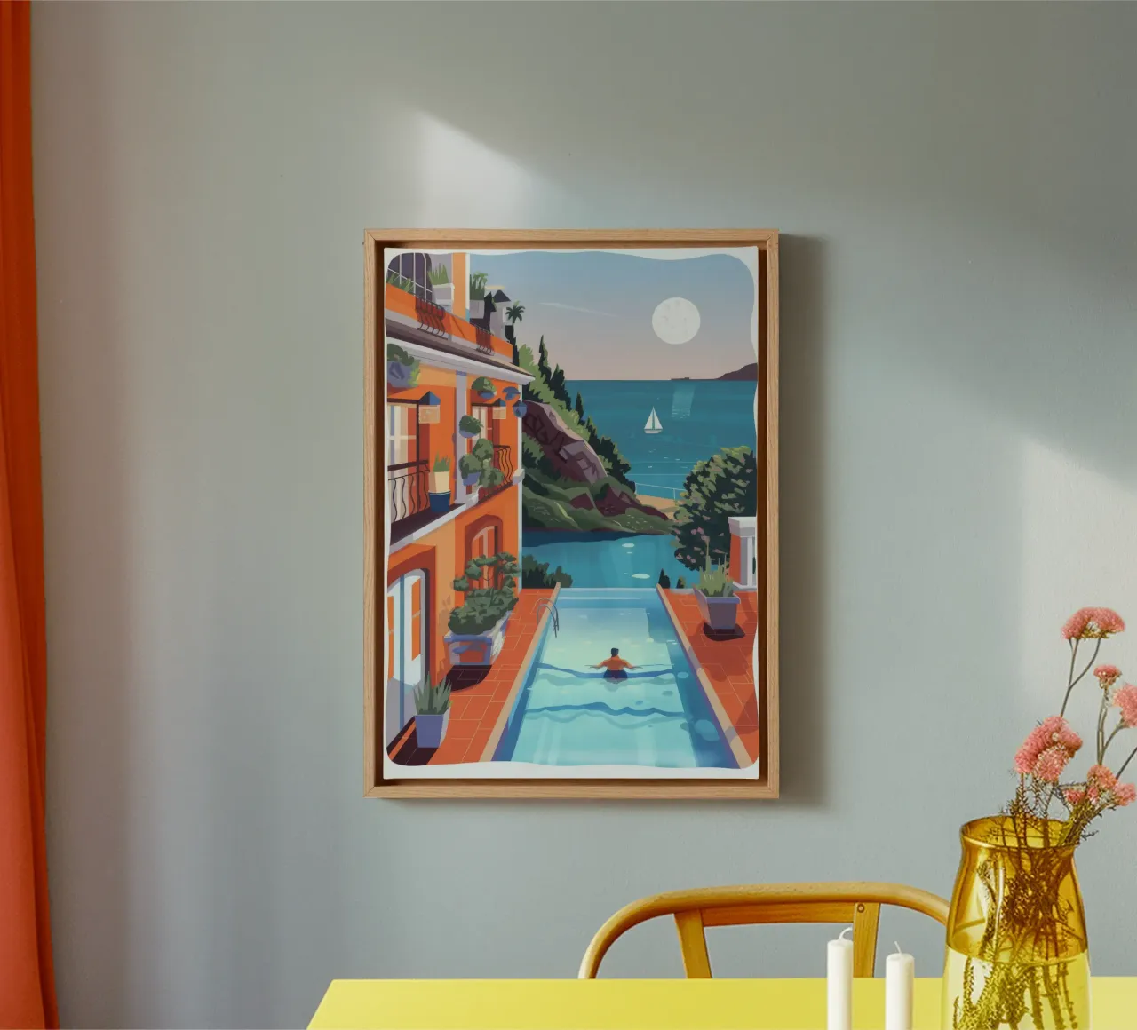 Piscina mediterranea Serenità tela con Cornice a cassetta da Lumina Vision