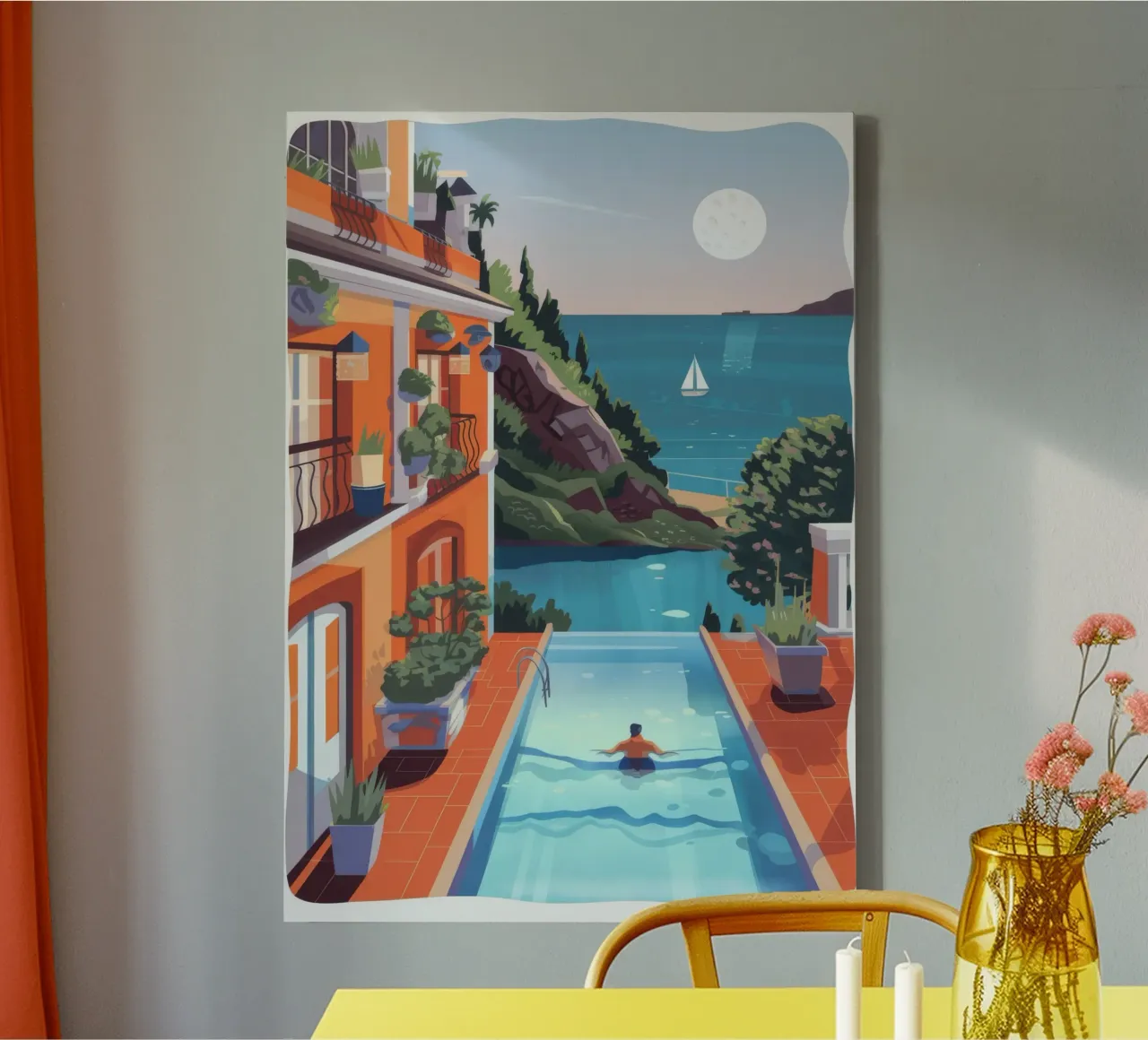 Piscina mediterranea Serenità tela con Cornice a cassetta da Lumina Vision