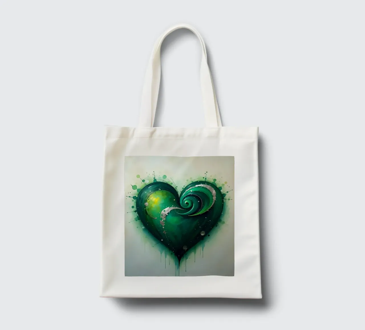 cuore_verde_argento_3 borsa in juta da Pink- und LoveArt by LK