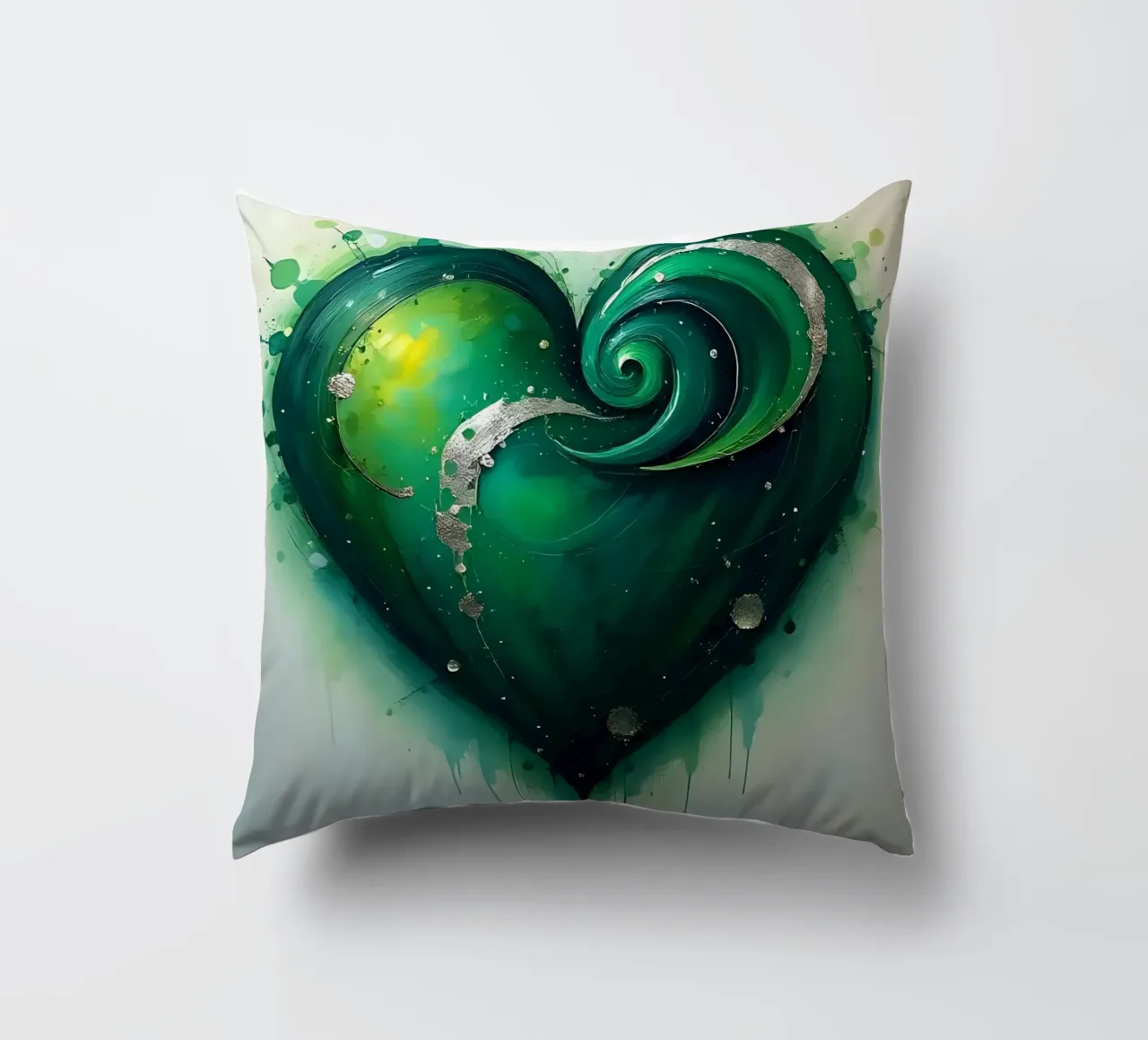 cuore_verde_argento_3 cuscino da Pink- und LoveArt by LK